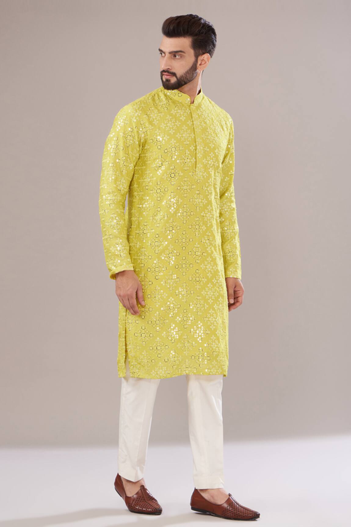 Kasbah Flora Mirror Embroidered Kurta Set 
