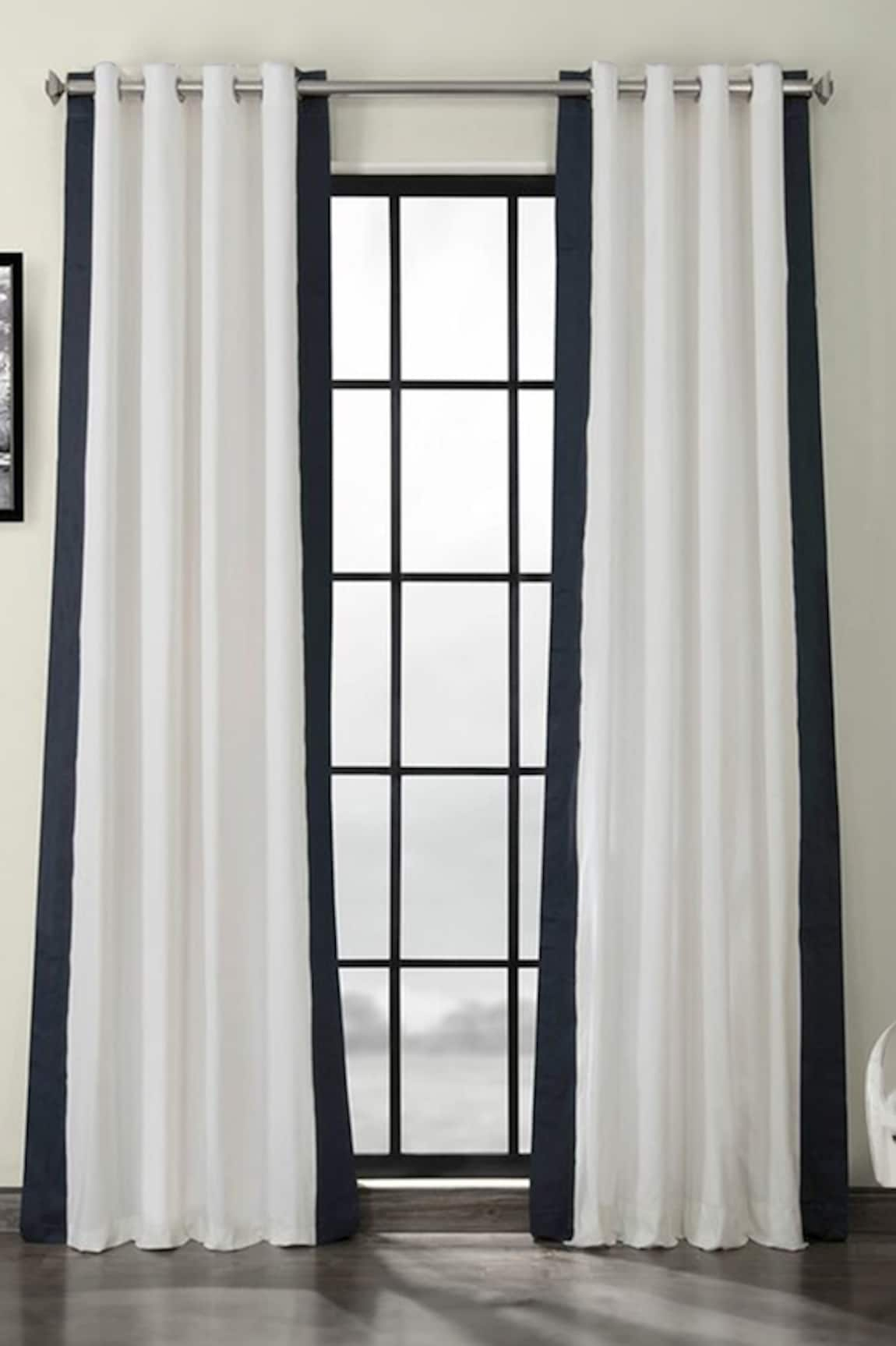 Throwpillow Contrast Border Curtains - Set of 2