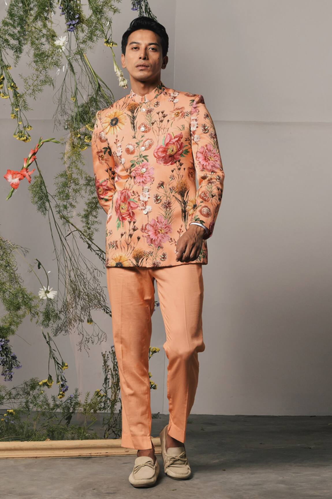 Project Bandi Floral Print Bandhgala Set