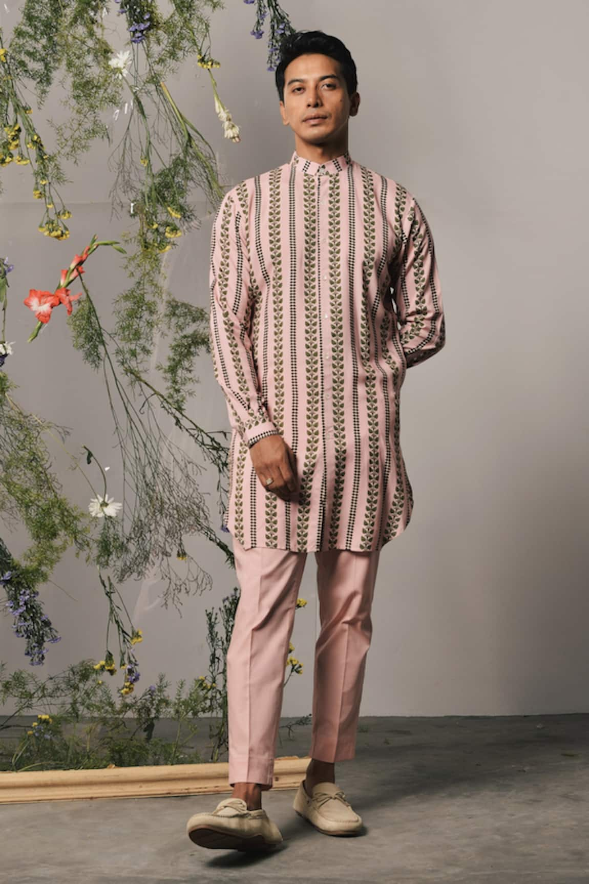 Project Bandi Rose Riga Stripe Print Kurta Set