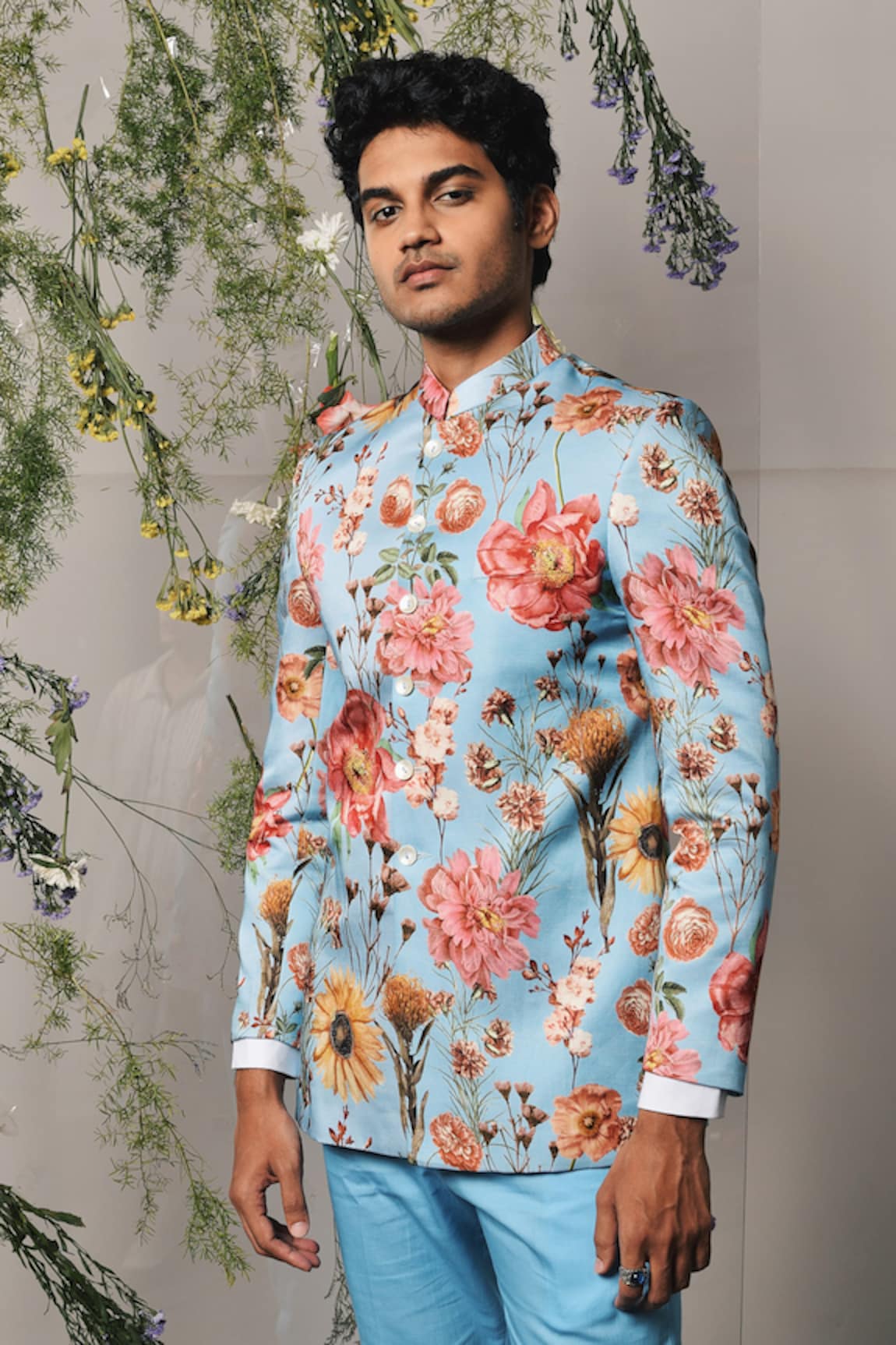 Project Bandi Roma Floral Print Bandhgala Set