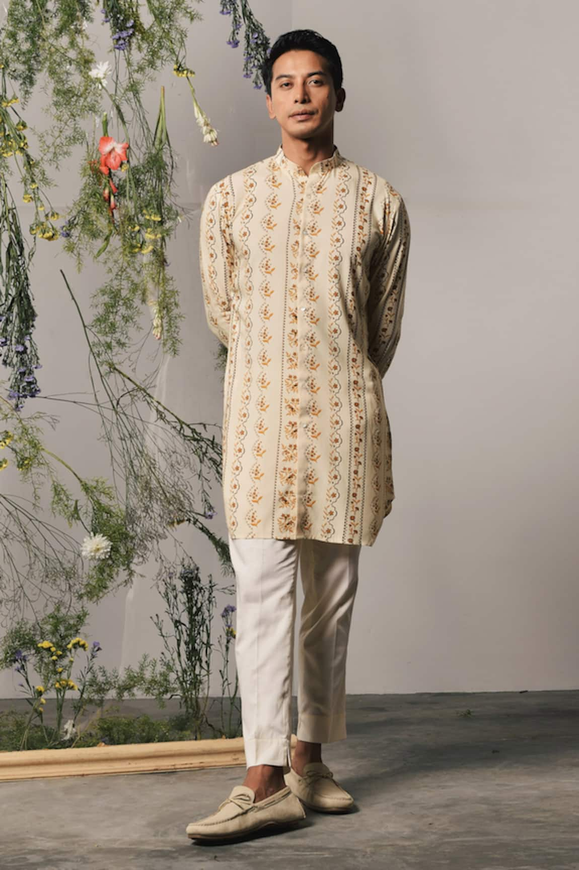 Project Bandi Rivera Floral Stripe Print Kurta Set