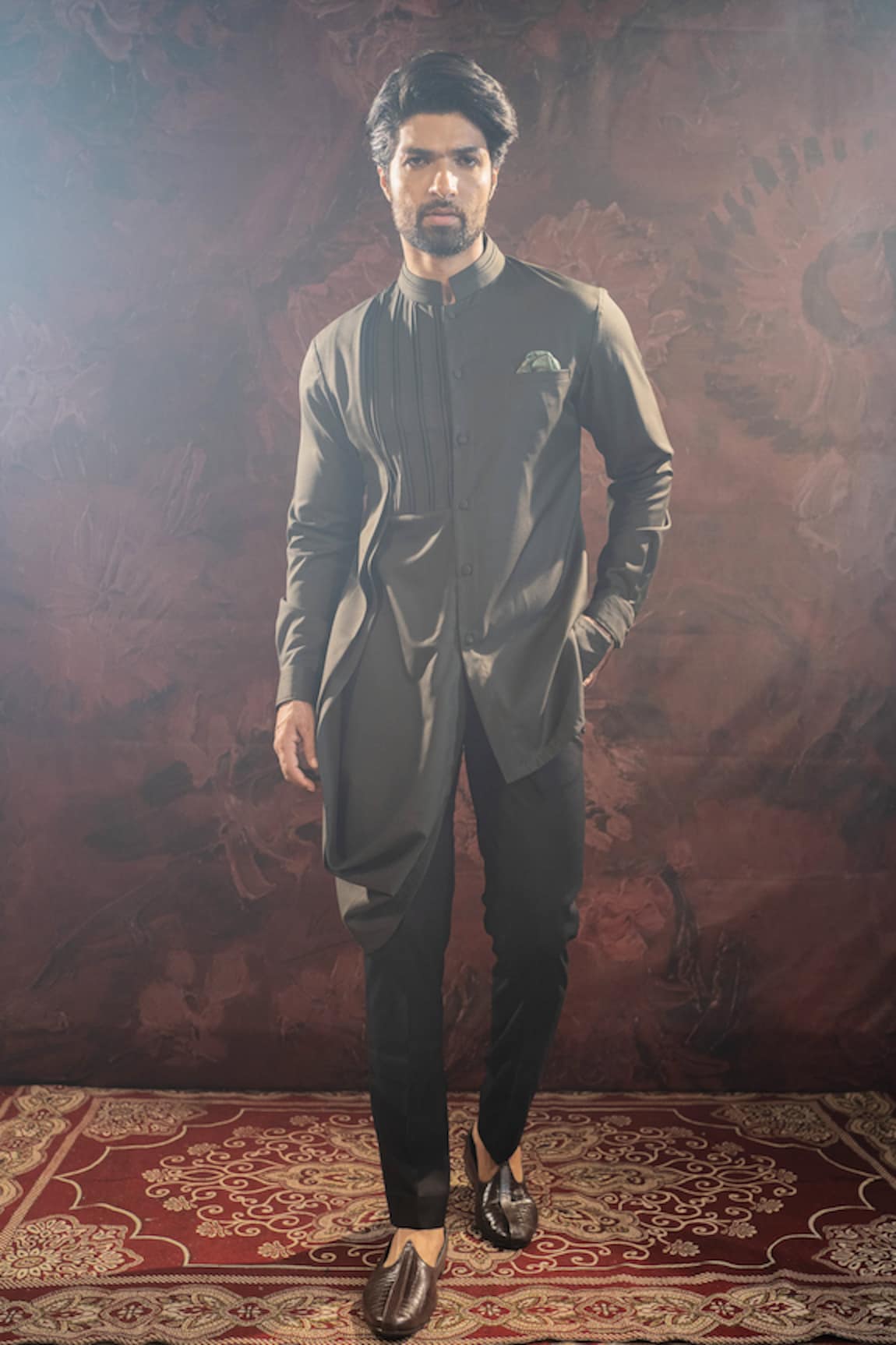 Darshika Menswear Asymmetric Kurta With Pant