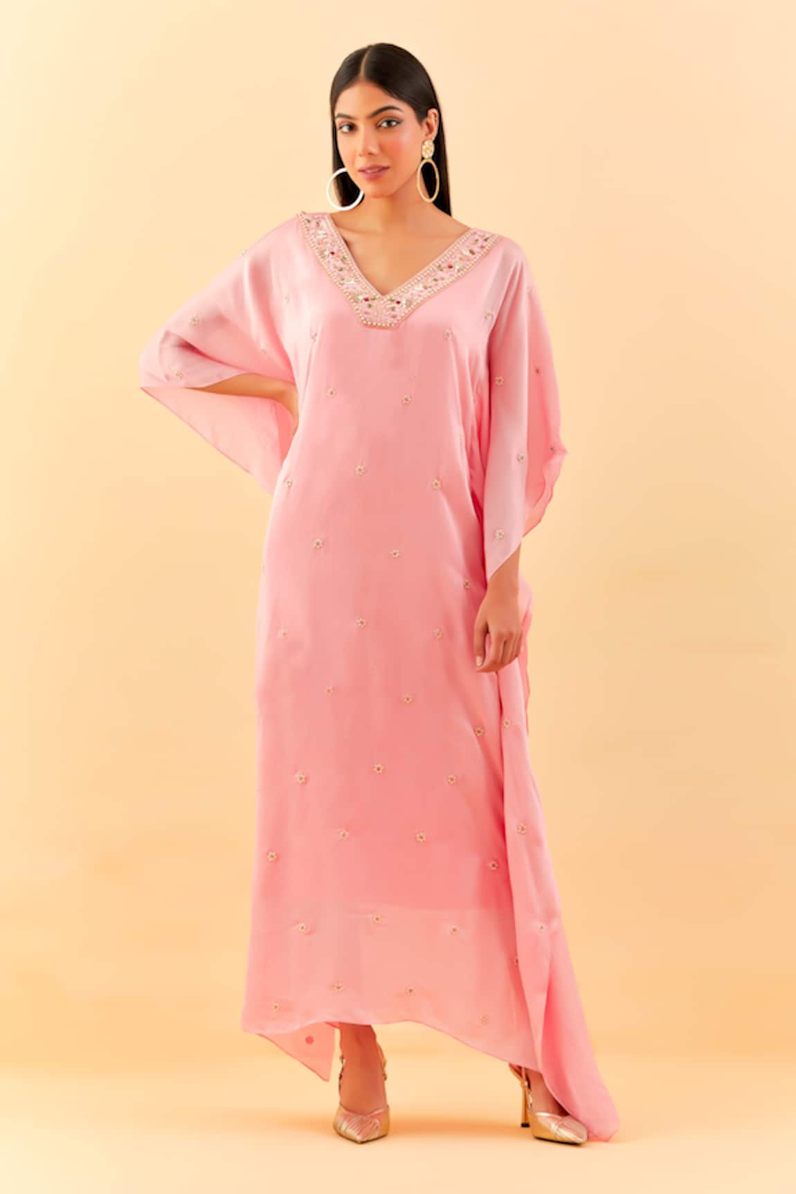 Label Nitisha Pearl Bloom Embroidered Kaftan