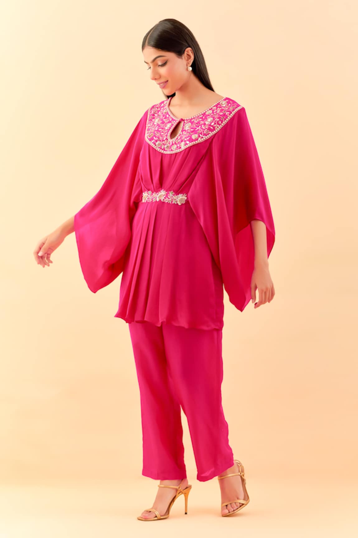 Label Nitisha Petunia Bloom Embroidered Tunic Kurta With Pant