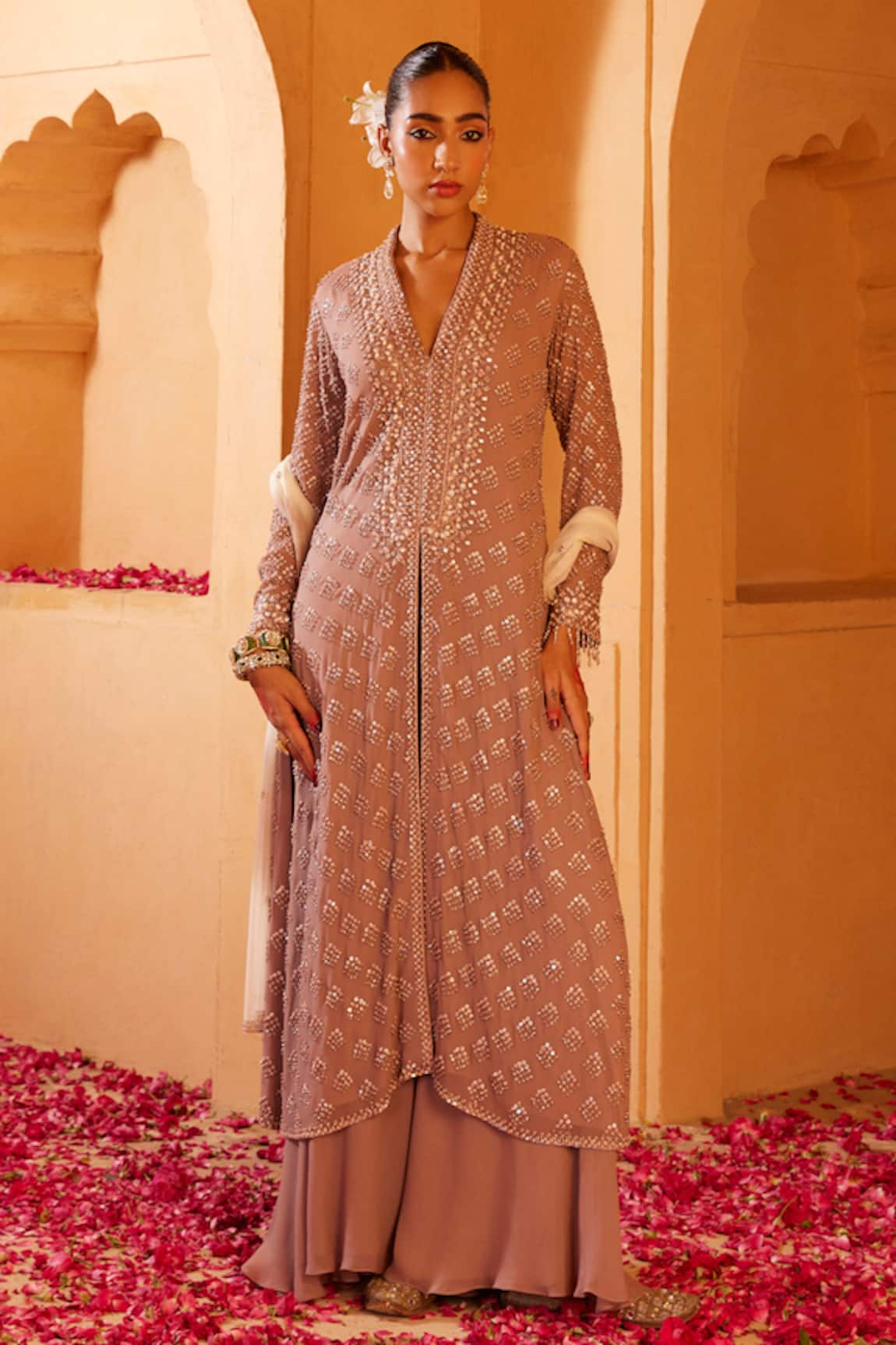 Amitabh Malhotra Sequin Embroidered Kurta Sharara Set