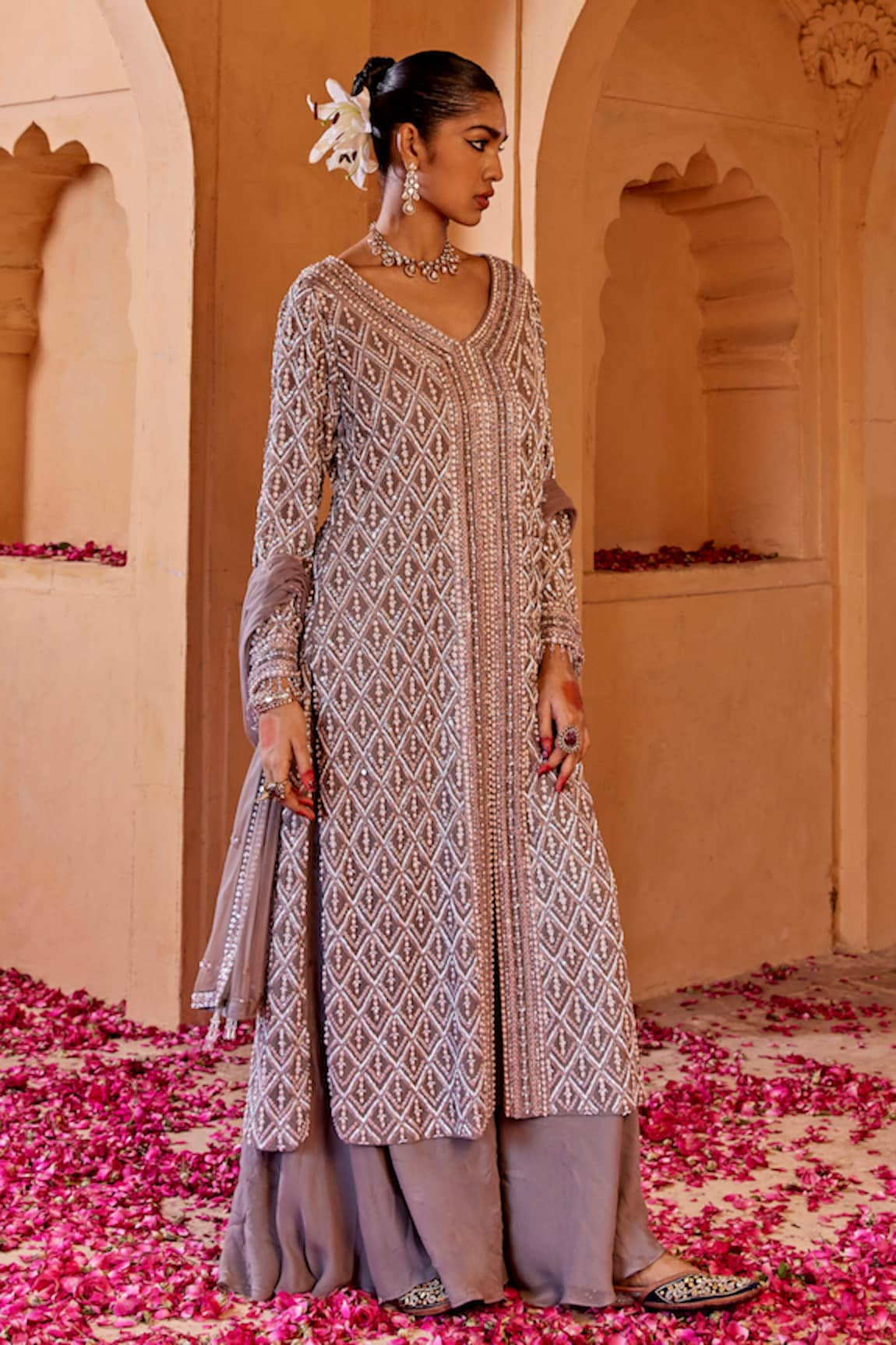 Amitabh Malhotra Luneville Embroidered Kurta Sharara Set