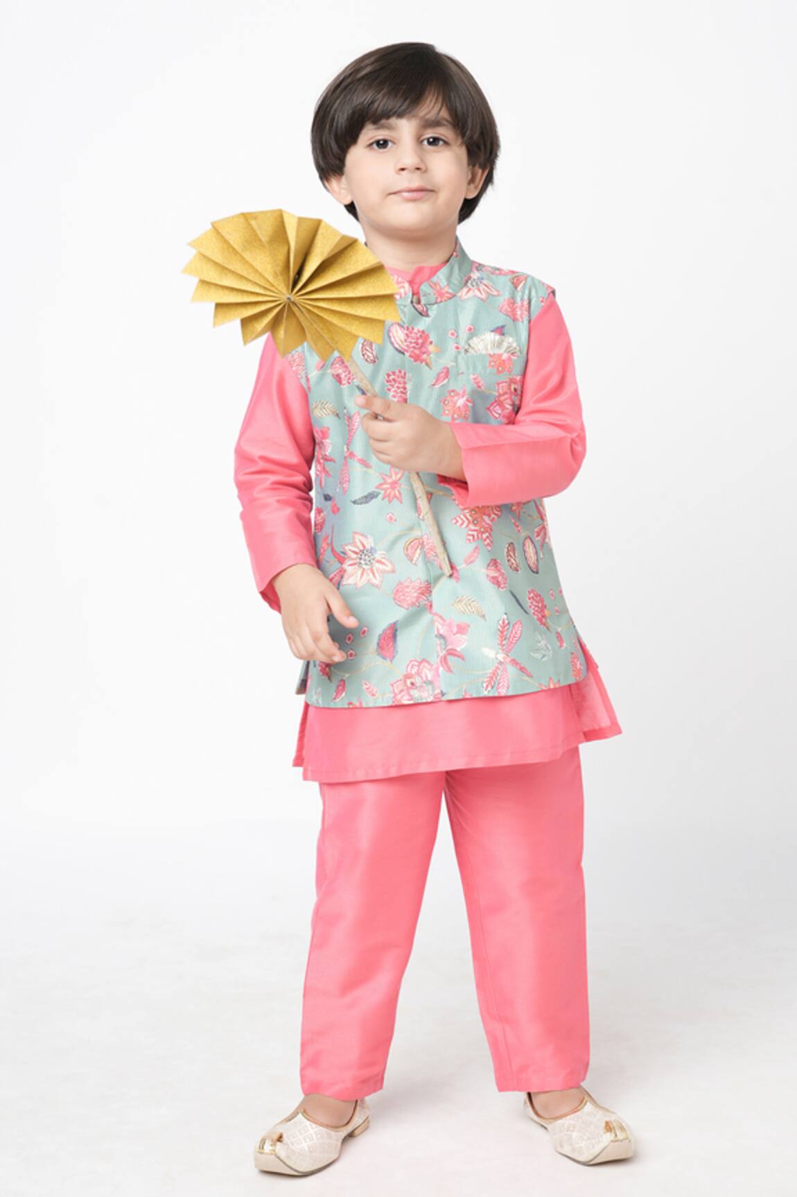 LIL DRAMA Kurta Set With Printed Nehru Jacket