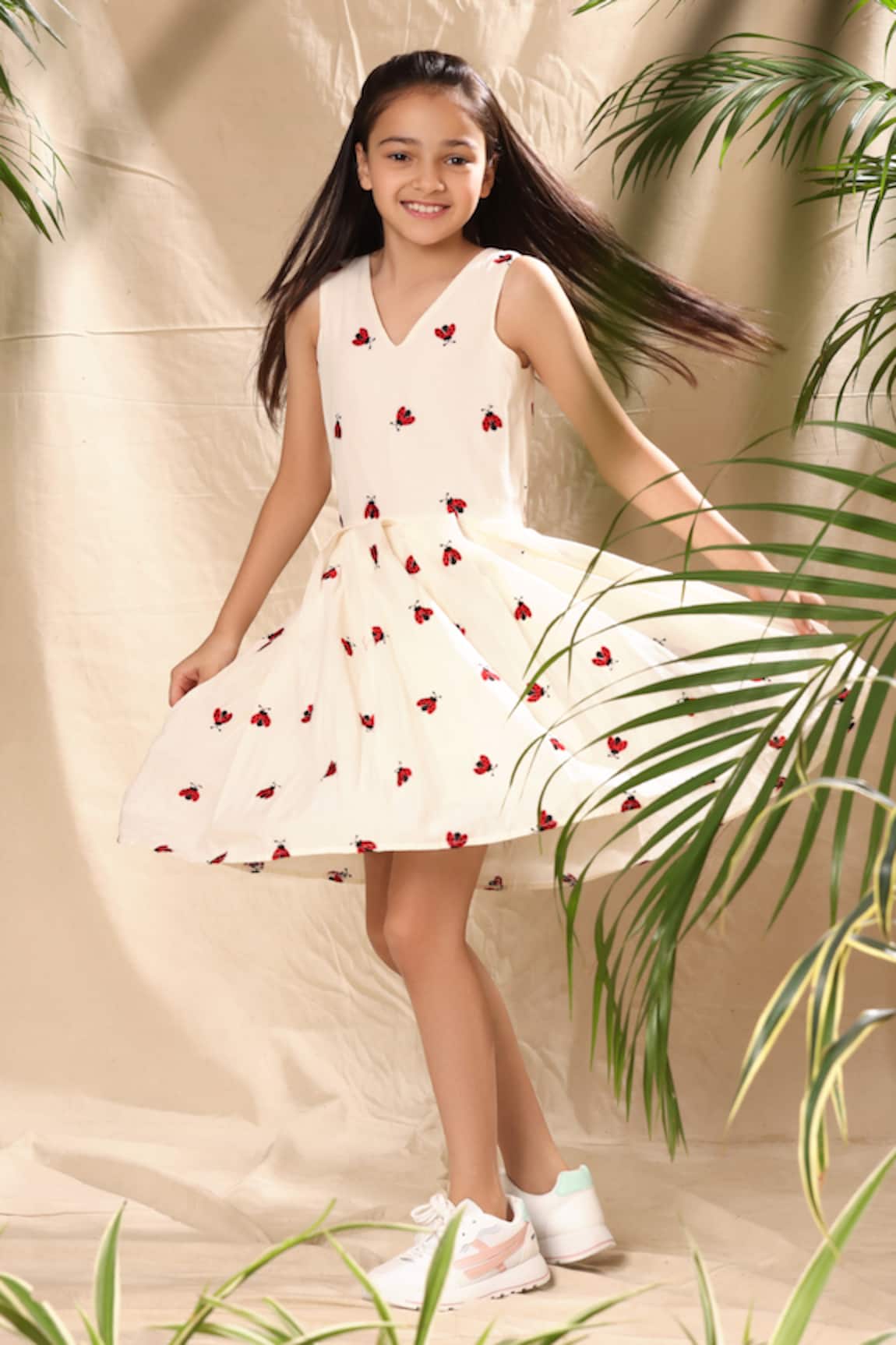 Littlecheer Ladybug Embroidered Dress 