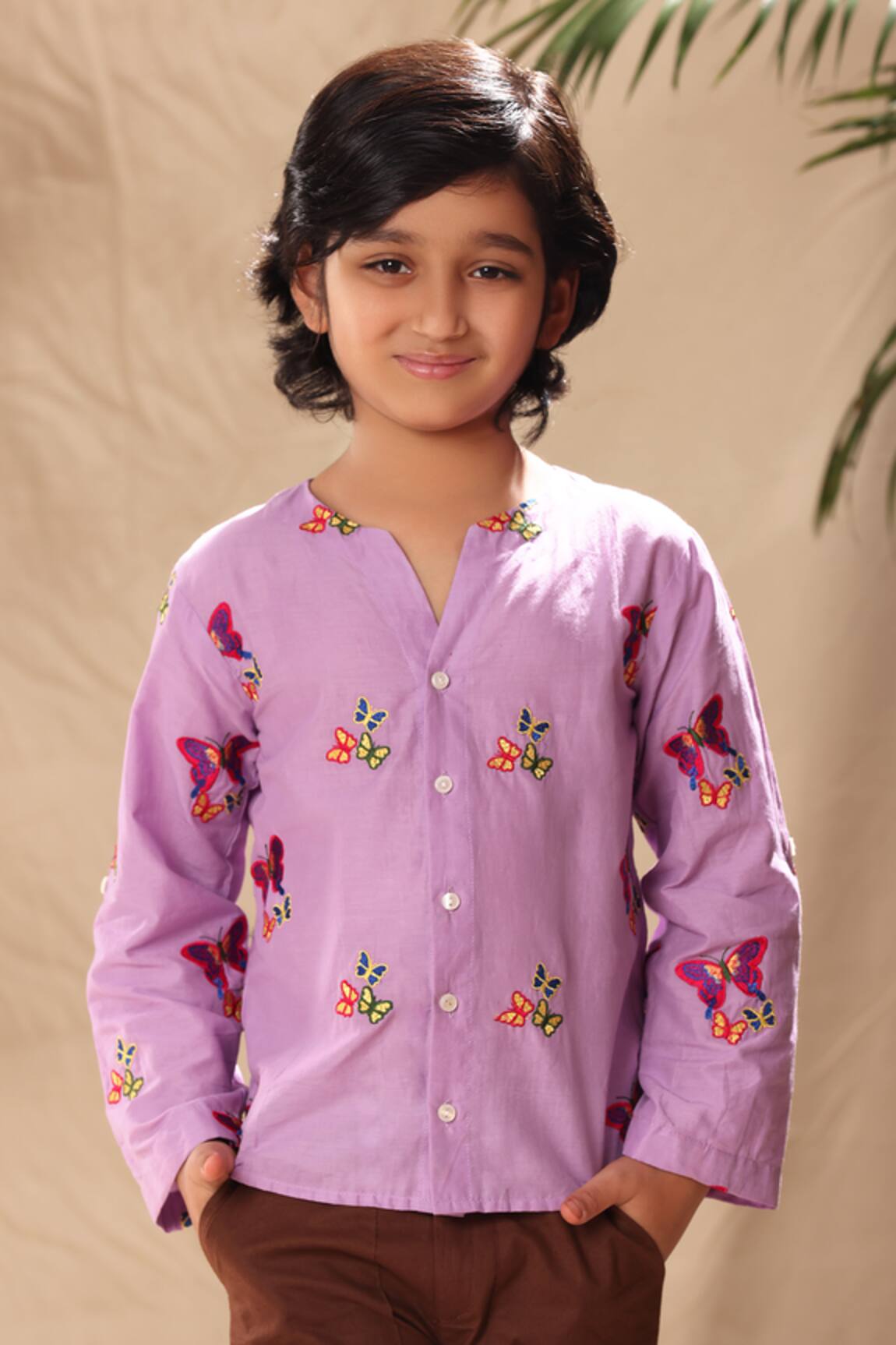 LittleCheer Butterfly Thread Embroidered Shirt 