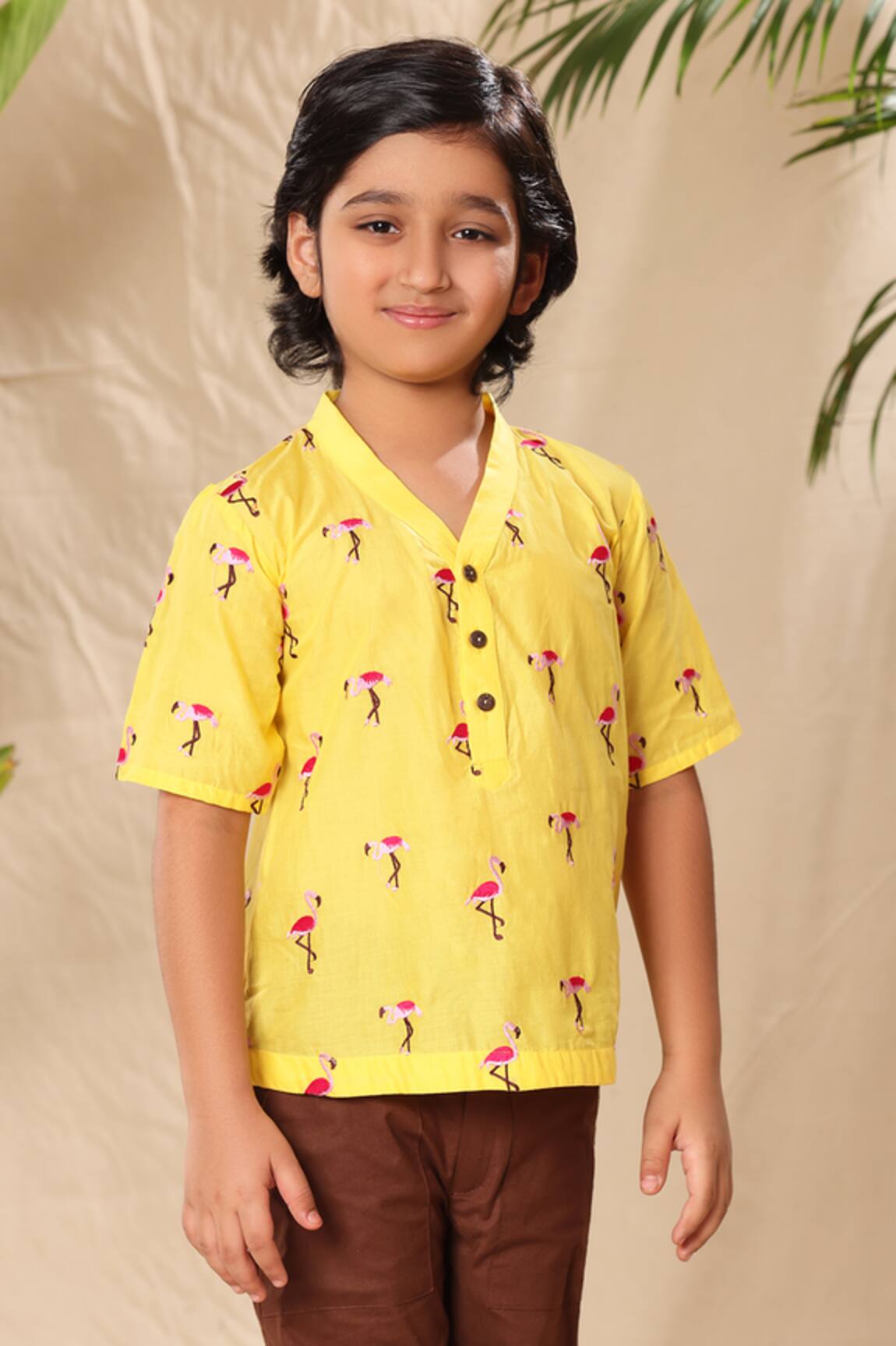 Littlecheer Flamingo Thread Work Shirt