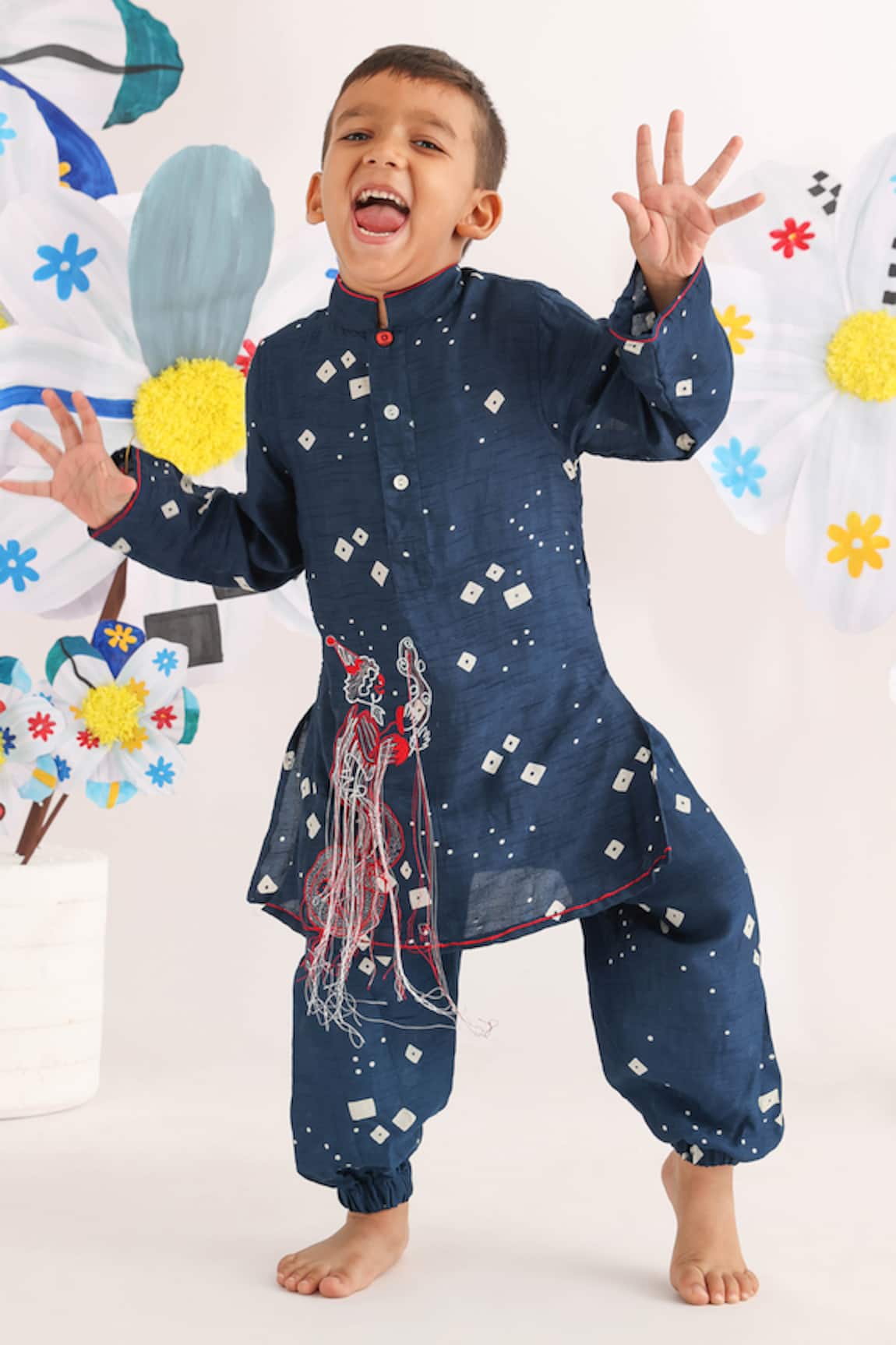 LA Dee DA Silk Bandhani Print Kurta & Pyjama Set