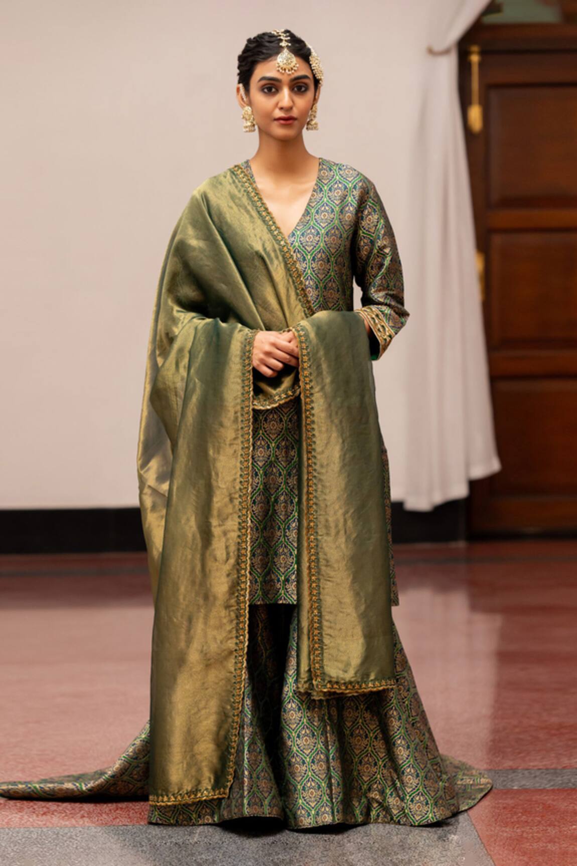 Mimamsaa Idika Floral Brocade Pattern Kurta Gharara Set