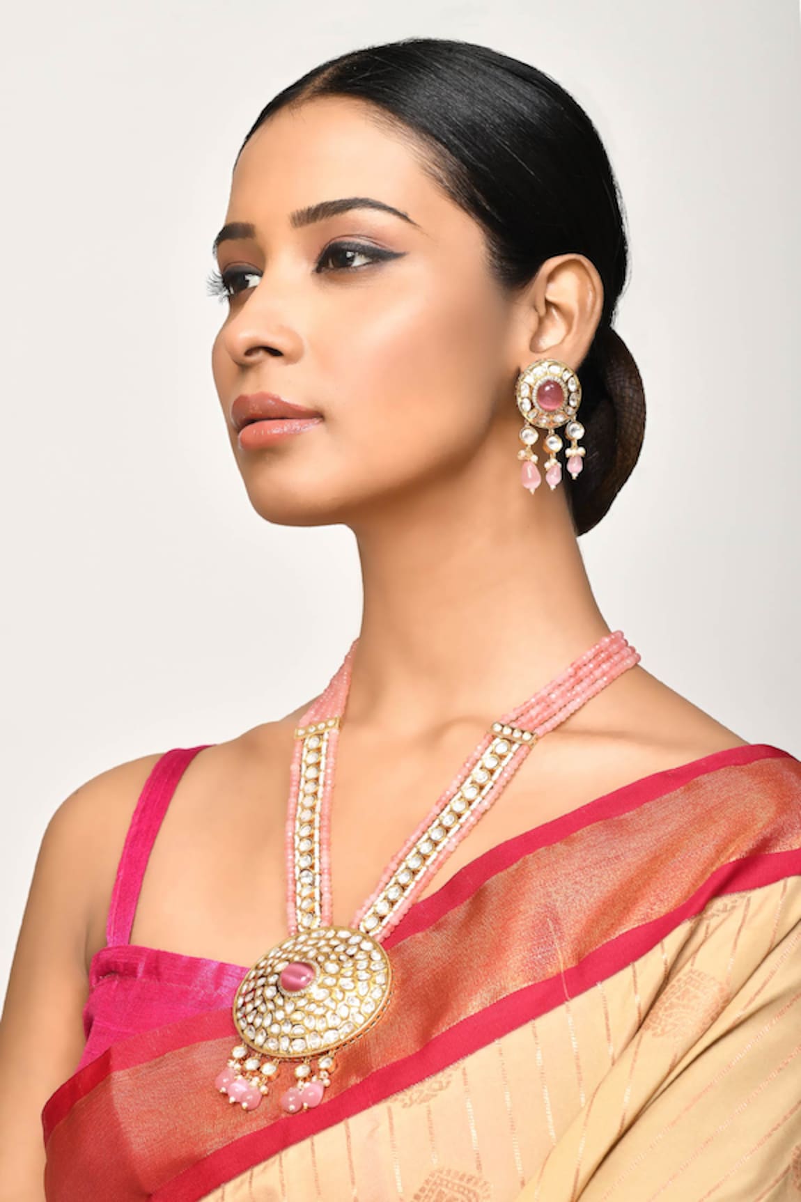 Nayaab by Aleezeh Beads & Stones Embellished Pendant Necklace Set