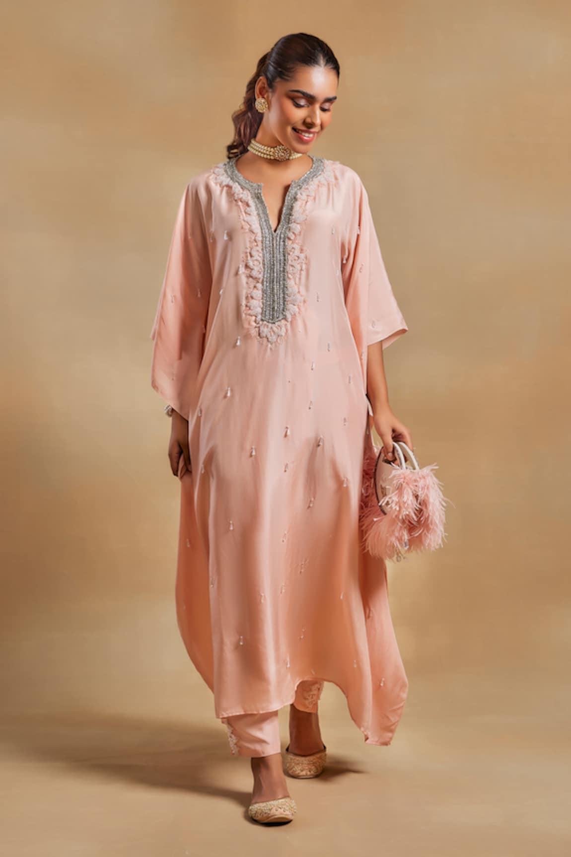 The House of Exotique Embellished Placket Kurta With Pant