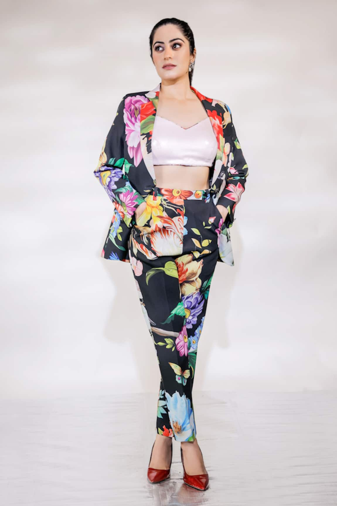 Jubinav Chadha Spring Floral Print Blazer Pant Set