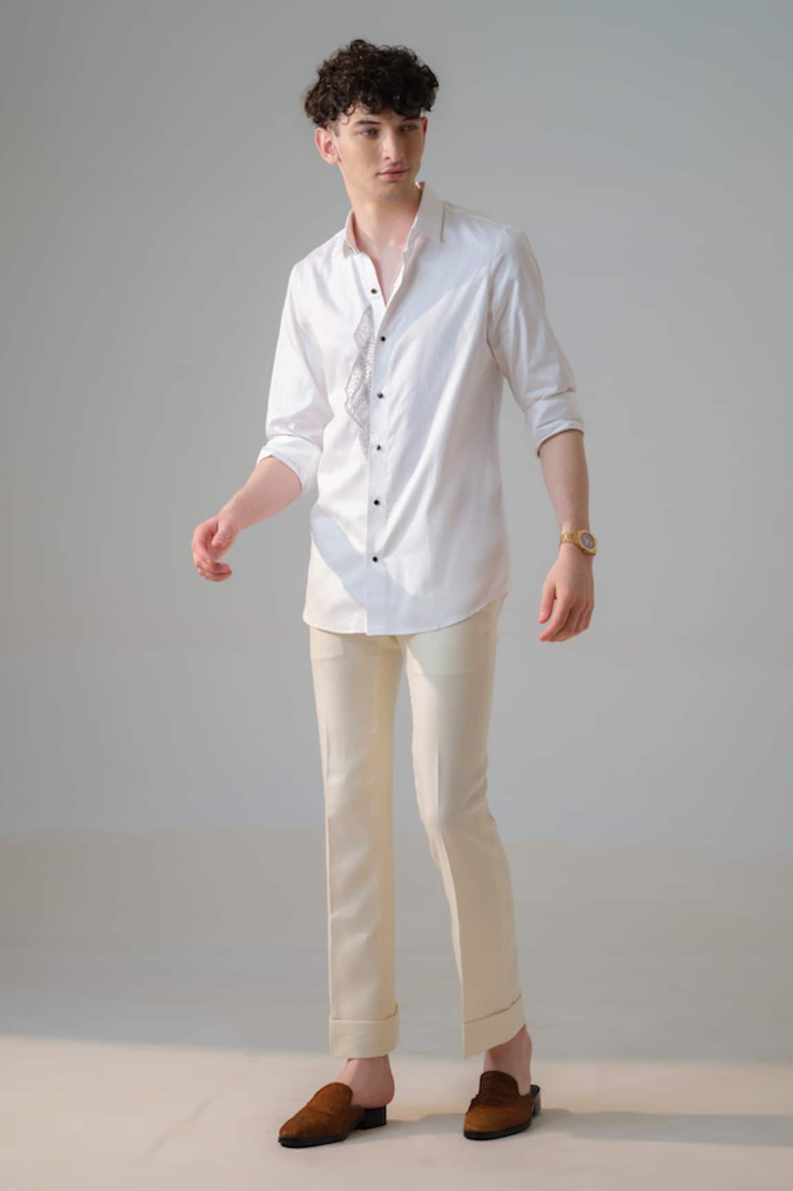 Amrit Dawani Geometric Pattern Embellished Shirt 