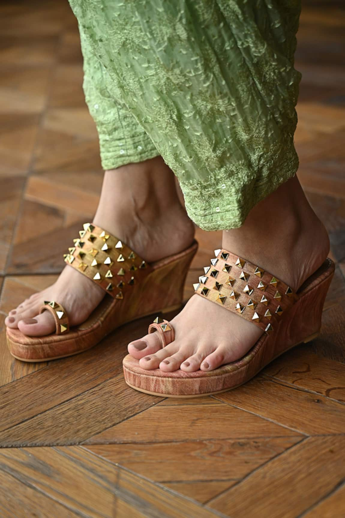 Miraki Metallic Studded Wedges