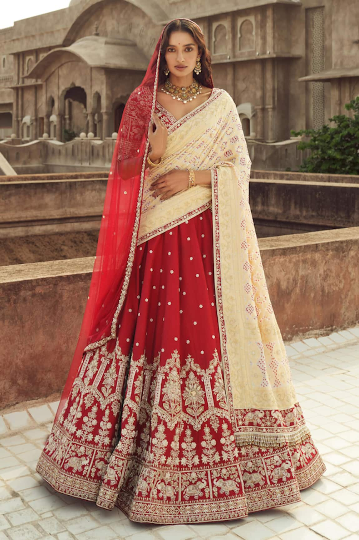 Annus Creation Cutdana & Pearl Embroidered Bridal Lehenga Set