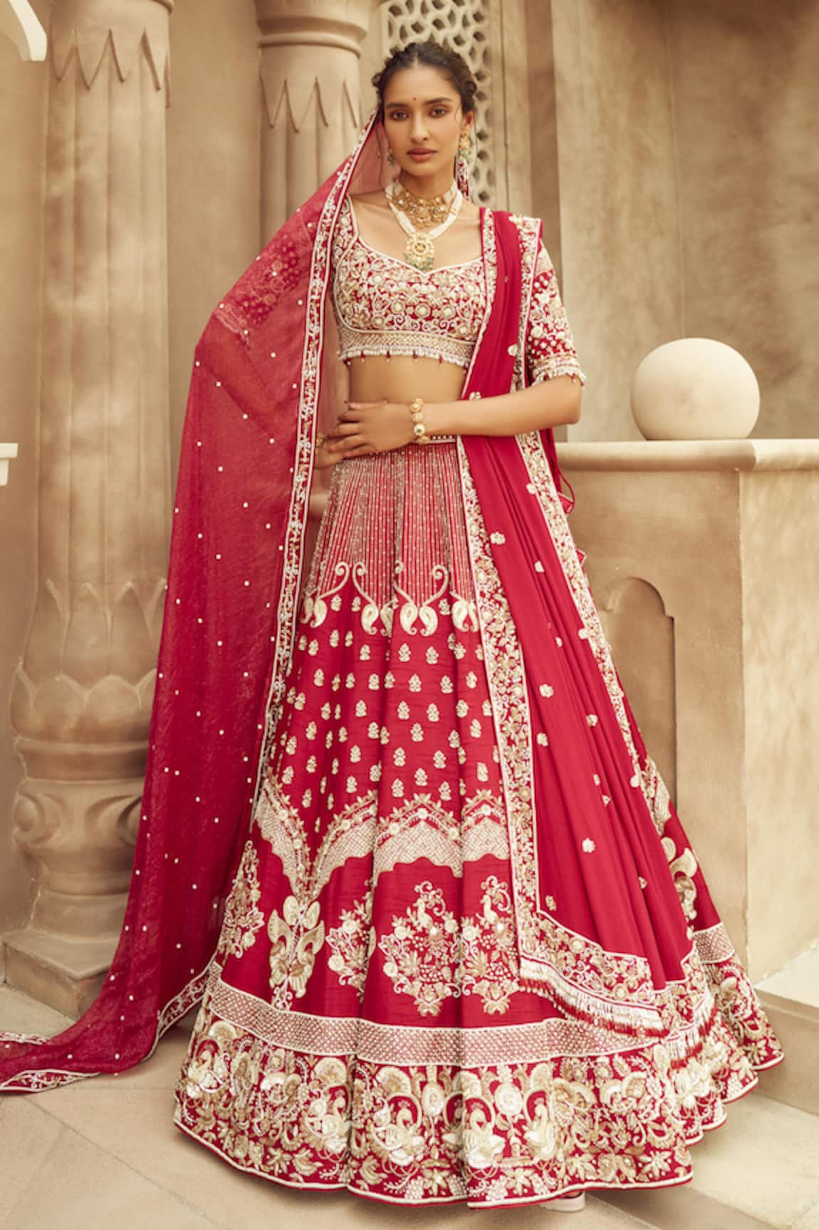 Annus Creation Floral Embroidered Bridal Lehenga Set