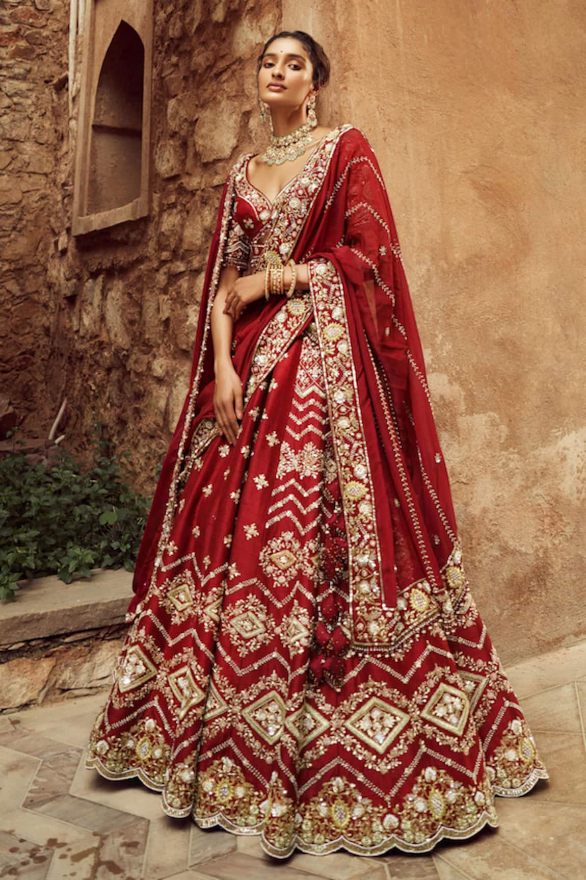 Annus Creation Silk Embroidered Bridal Lehenga Set