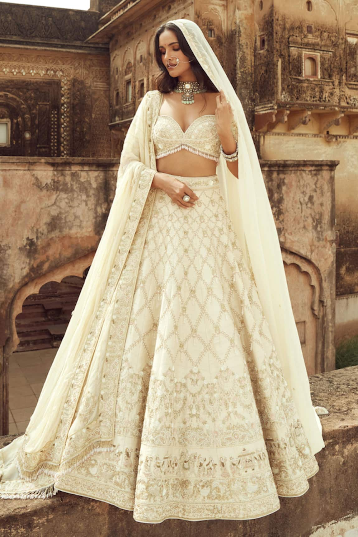 Annus Creation Sequin & Pearl Work Bridal Lehenga Set