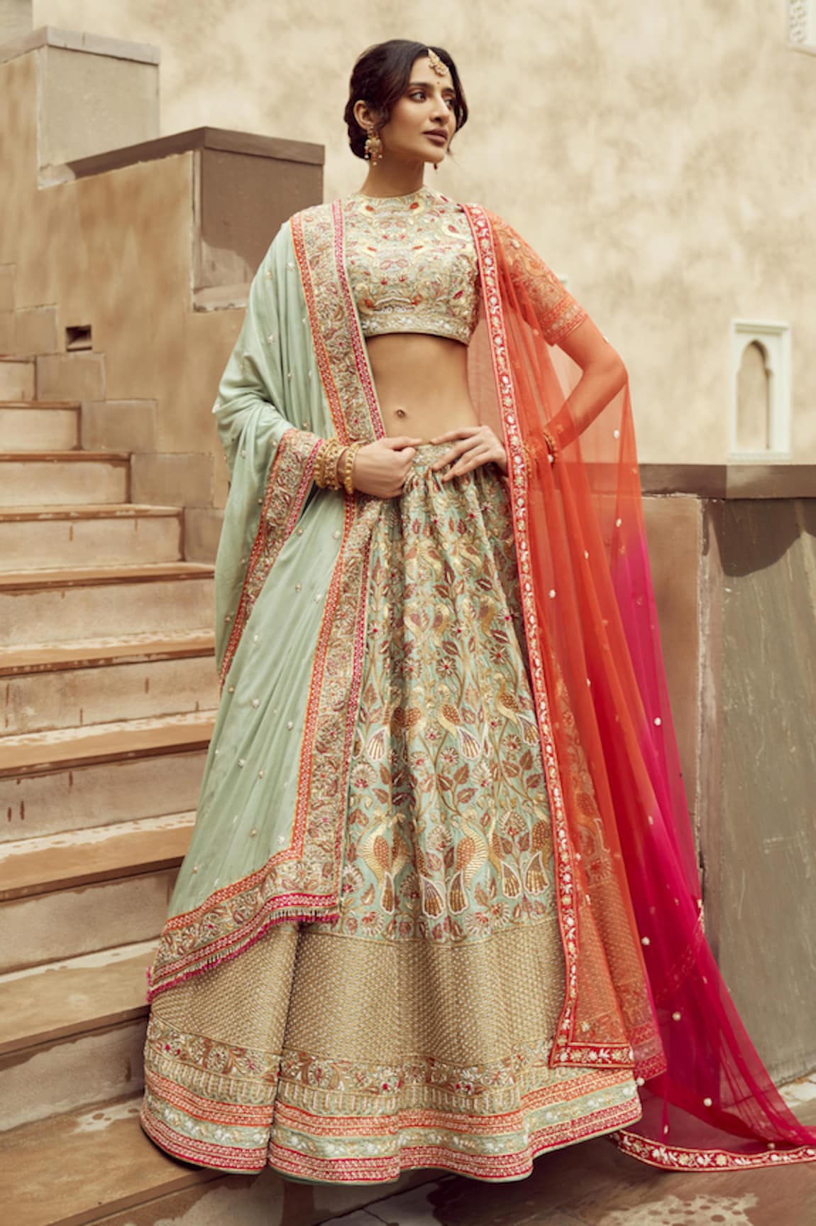 Annus Creation Sequin & Cutdana Embroidered Bridal Lehenga Set