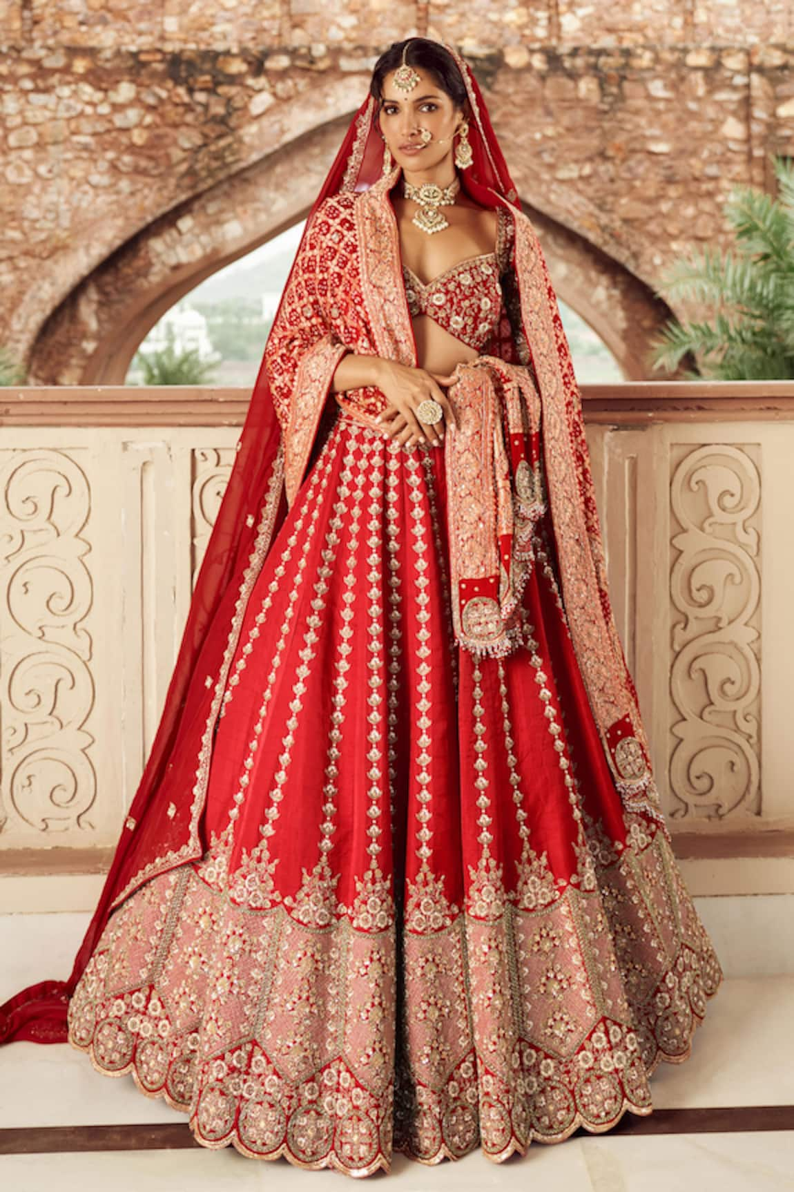 Annus Creation Embroidered Panelled Bridal Lehenga Set