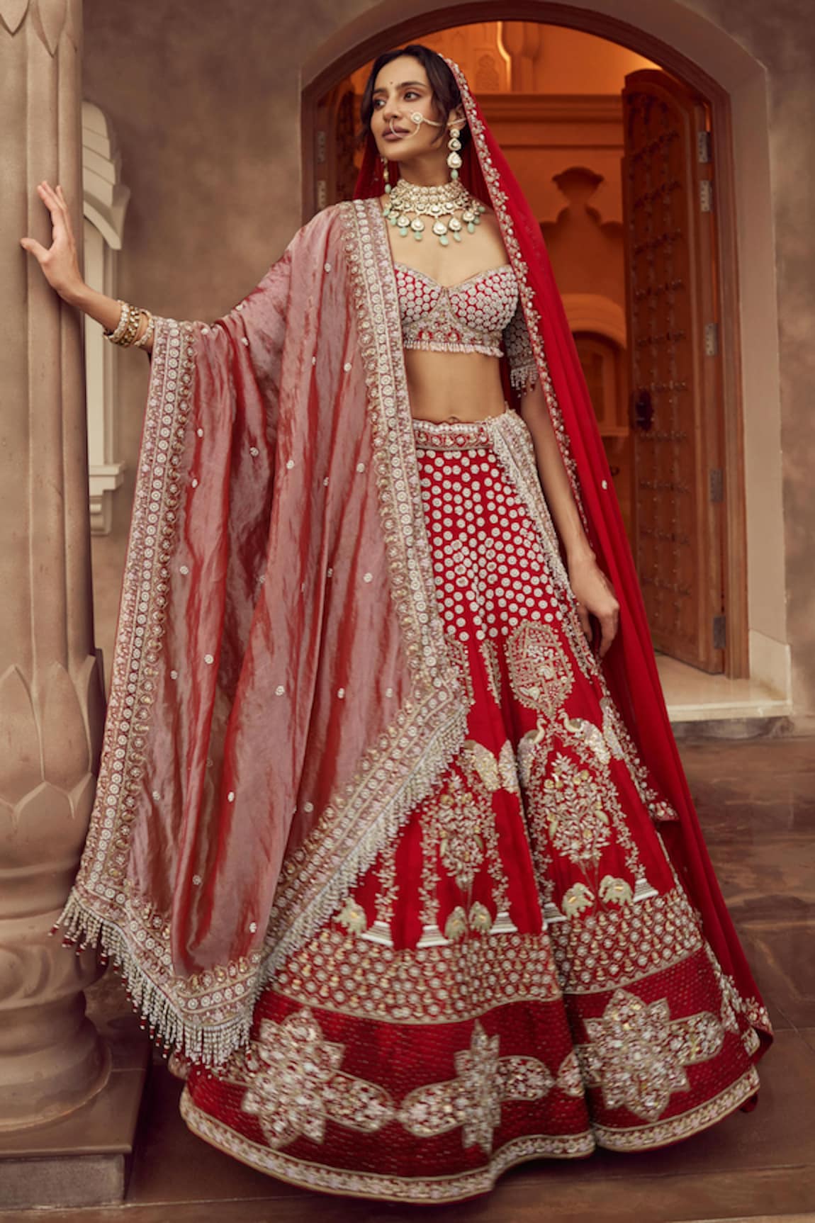 Annus Creation Mughal Garden Embroidered Bridal Lehenga Set