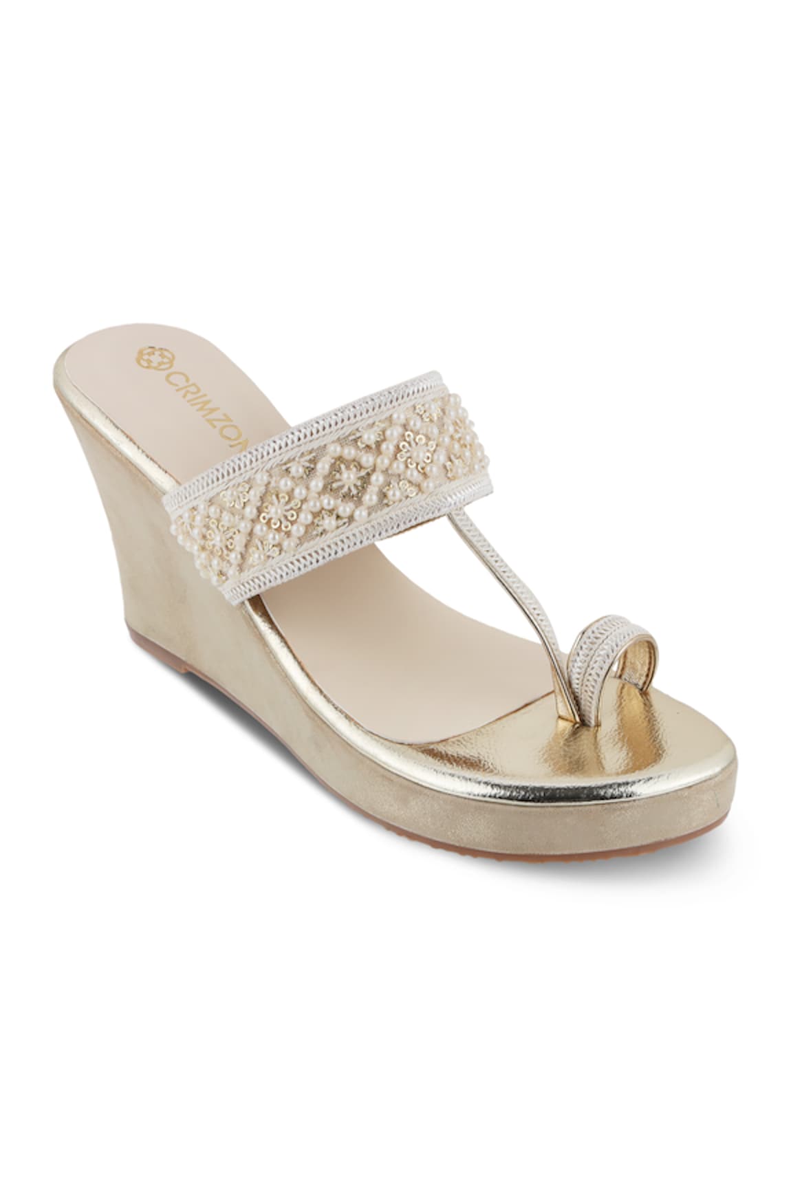 Crimzon Perla Studded Kolhapuri Wedges