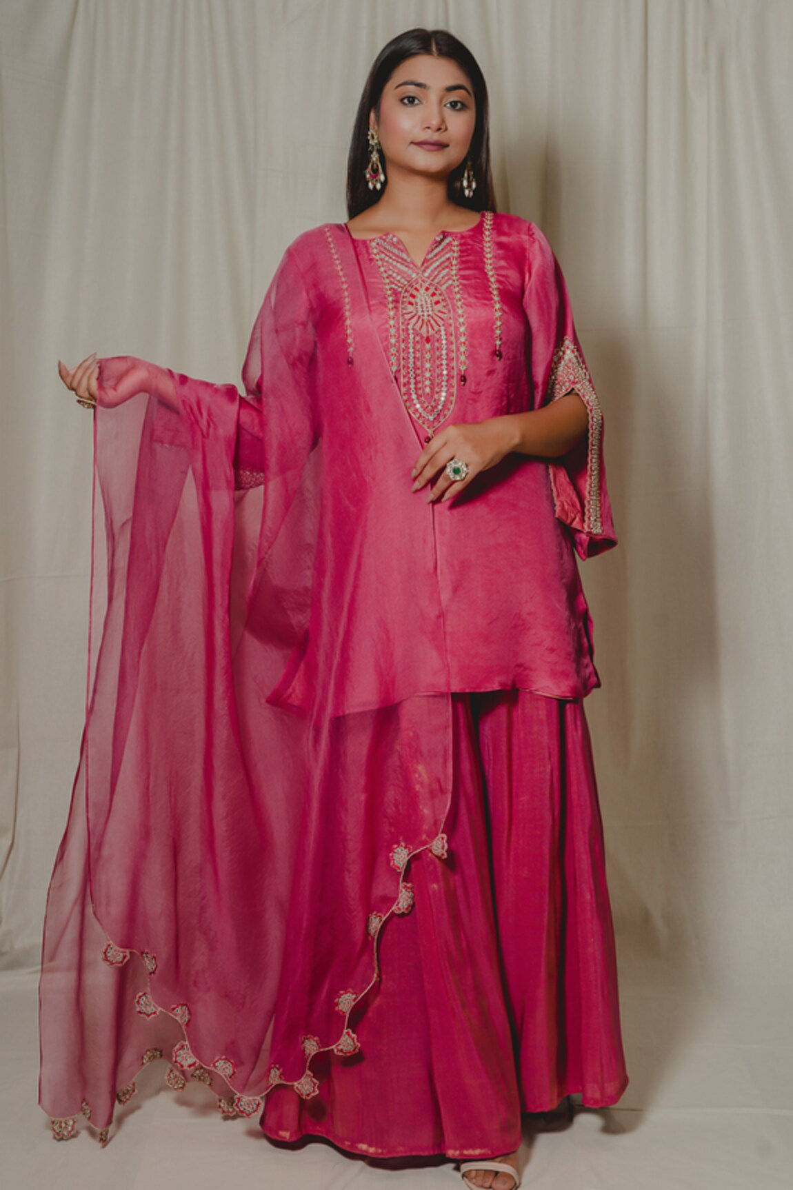 SHINOR Embroidered Silk Organza Kurta Set