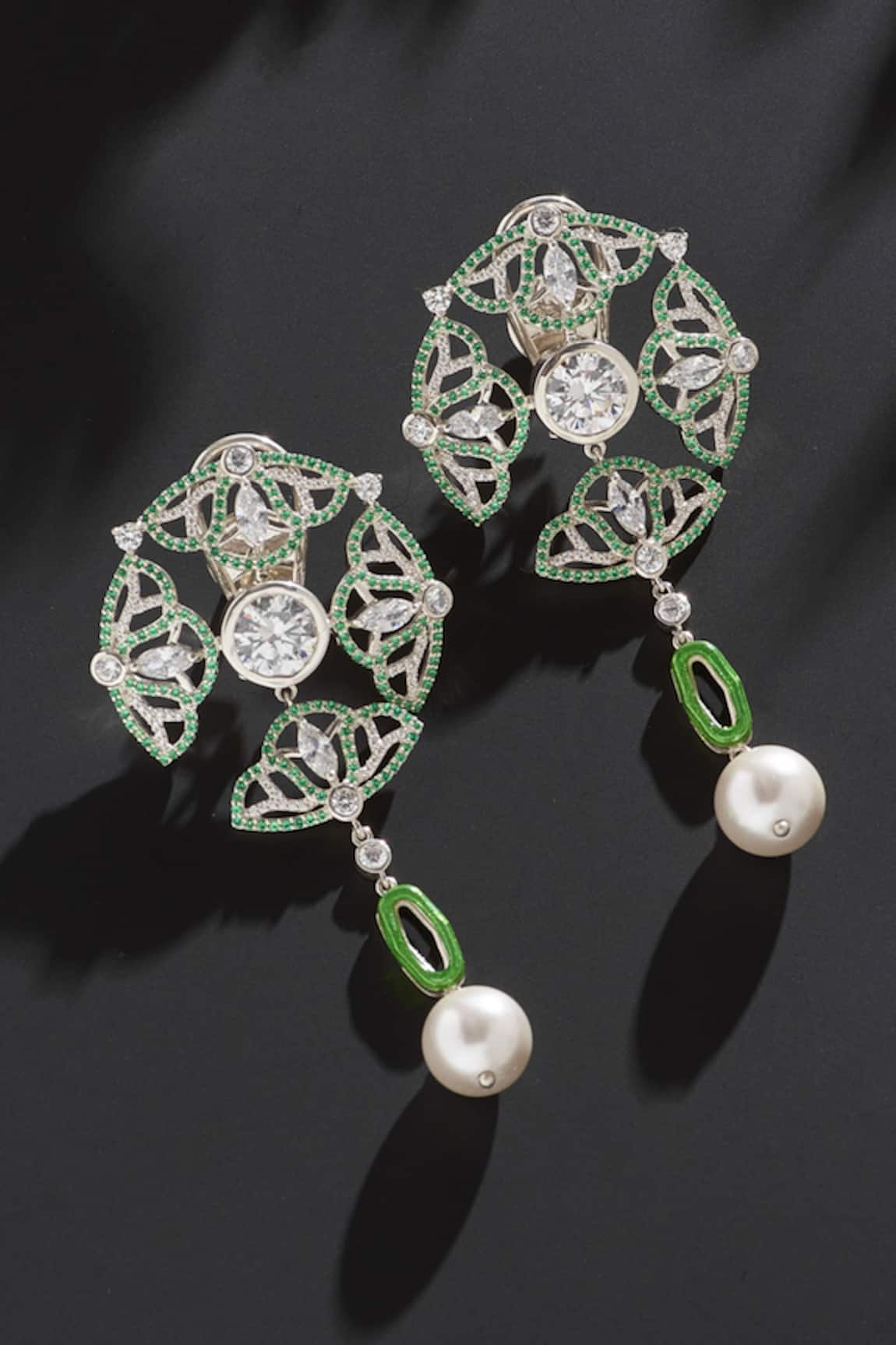 Janvi Sachdeva Design Semi Precious Gemstone Embellished Earrings 