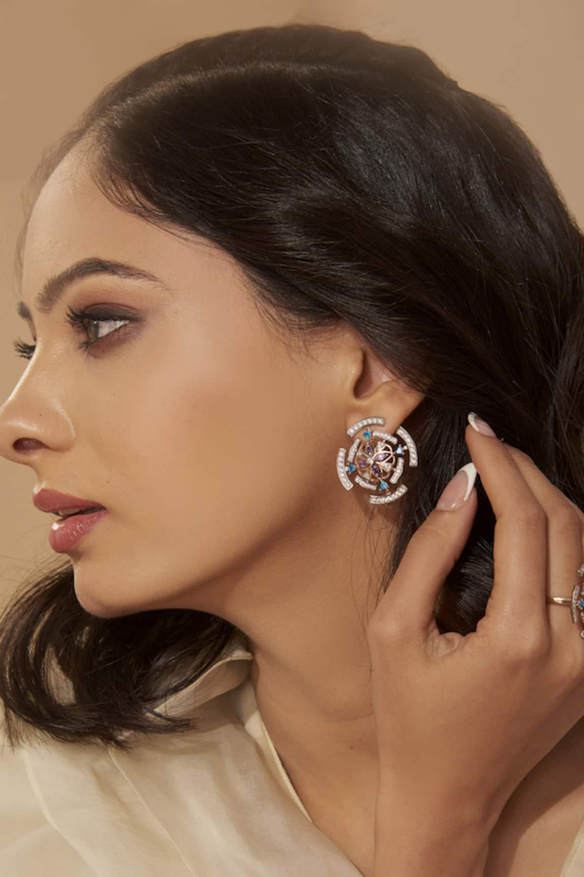 Janvi Sachdeva Design Stone Embellished Mughal Jaal Earrings