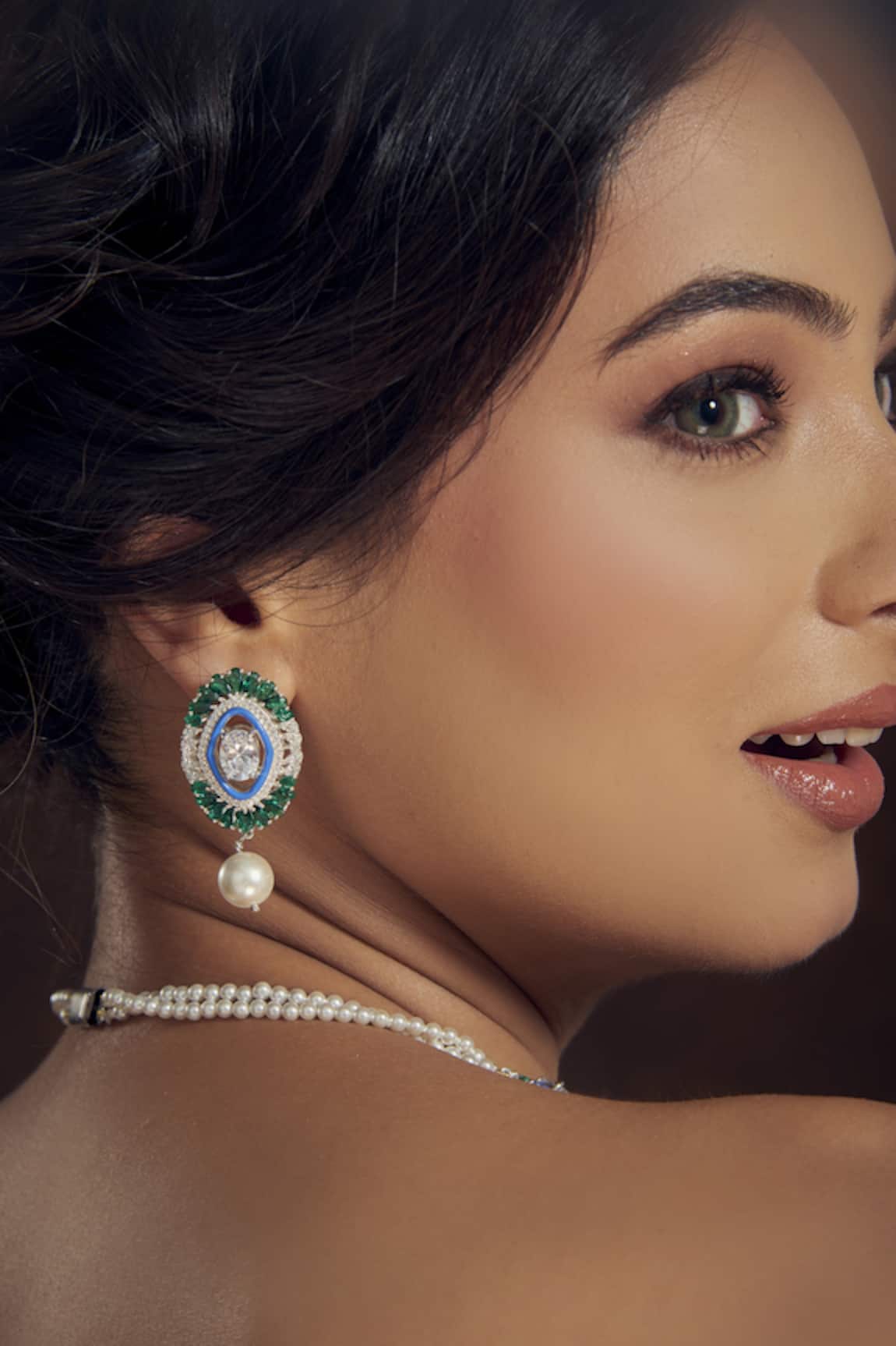 Janvi Sachdeva Design Semi Precious Gemstones Embellished Earrings