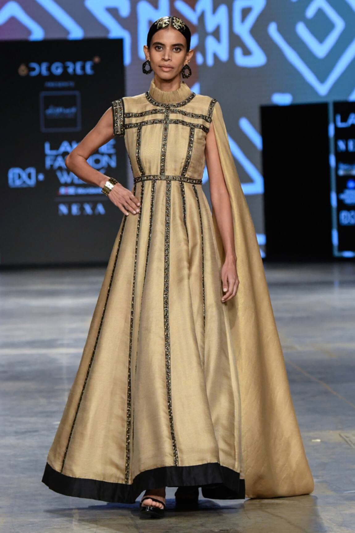 Abstract By Megha Jain Madaan Geometric Embellished Draped Gown