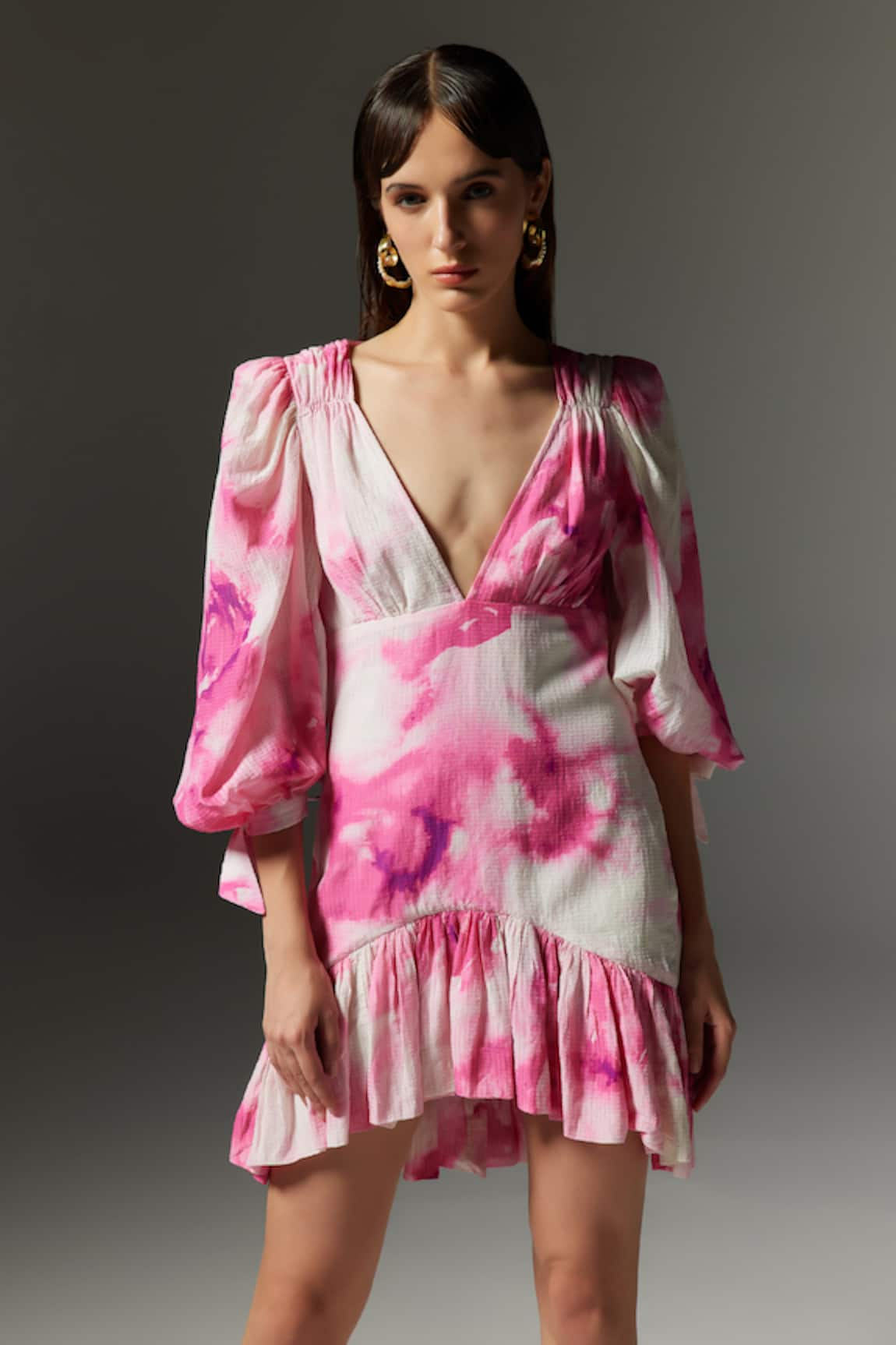 THE IASO Rosie Printed Puffed Sleeve Dress