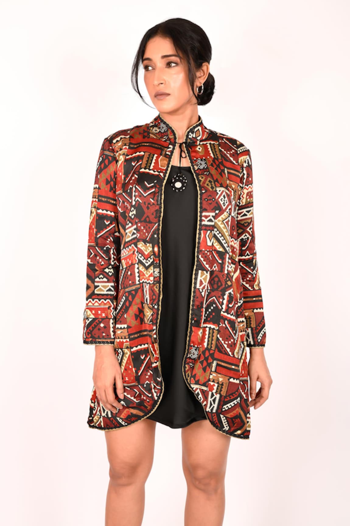 Anmol Kakad Geometric Pattern Jacket & Slip Dress Set