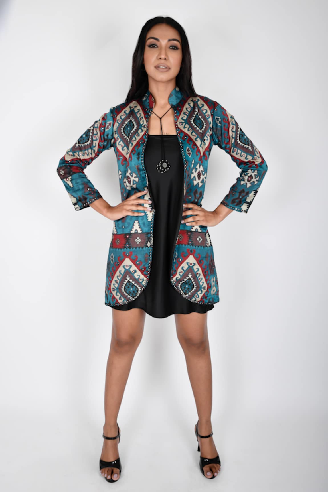 Anmol Kakad High Collared Jacket & Slip Dress Set