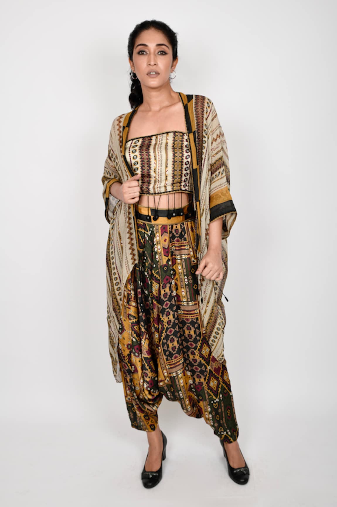 Anmol Kakad Stripe Pattern Cape Pant Set