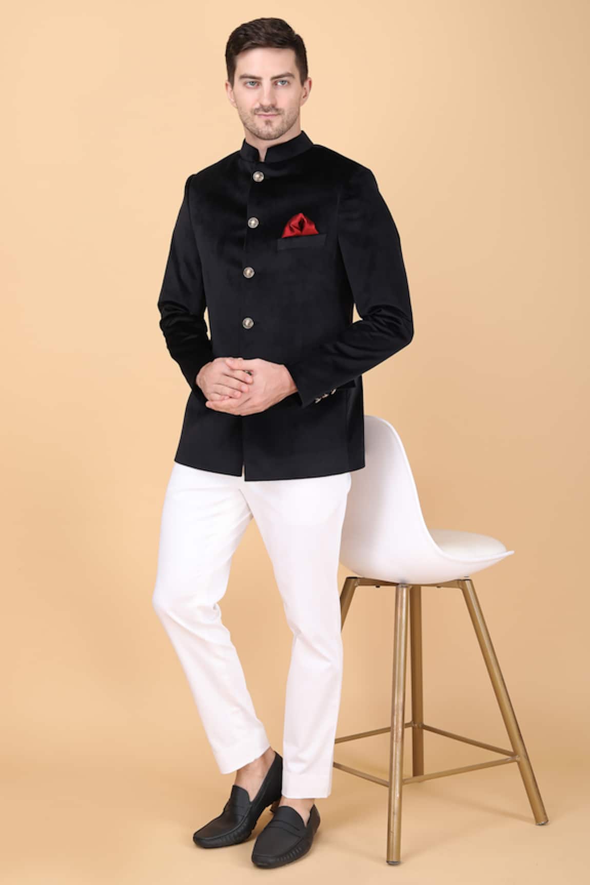 Manish Nagdeo Solid Bandhgala & Trouser Set 