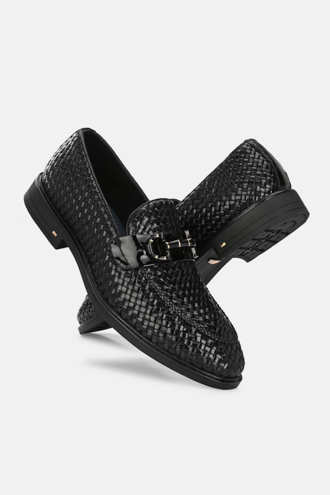 Lafattio Hand Woven Buckled Loafers