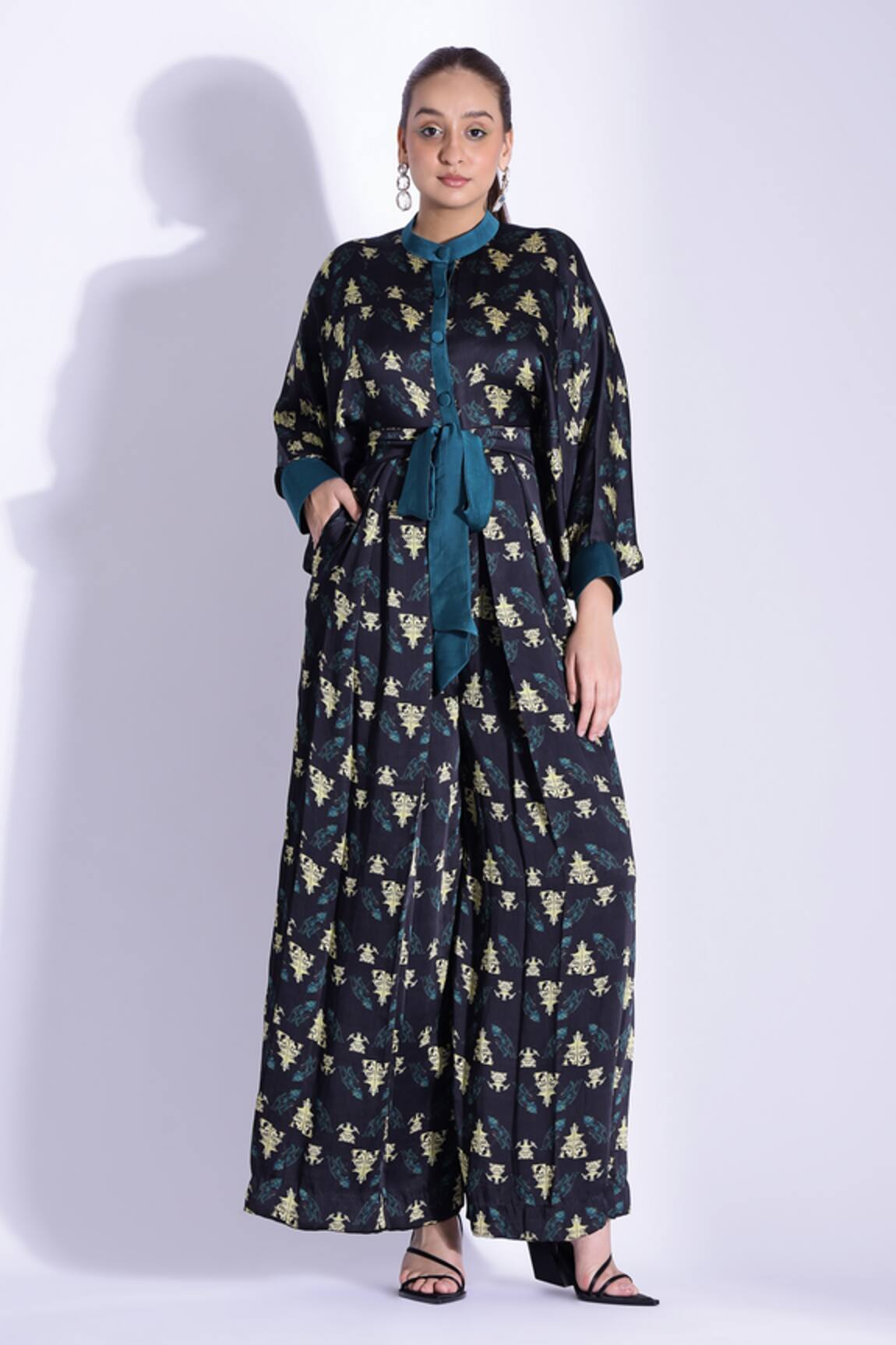 Studio Surbhi Printed Kimono Jumpsuit With Belt