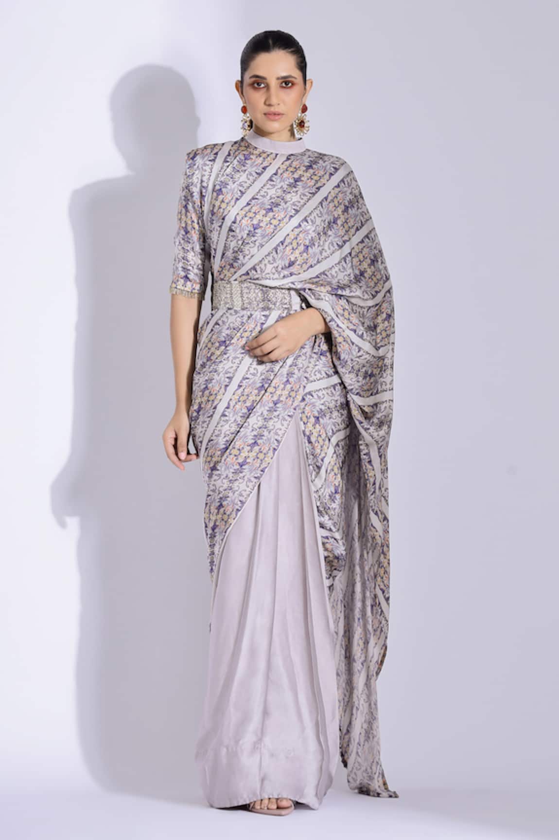 Studio Surbhi Printed Pre-Stitched Pleated Saree With Blouse