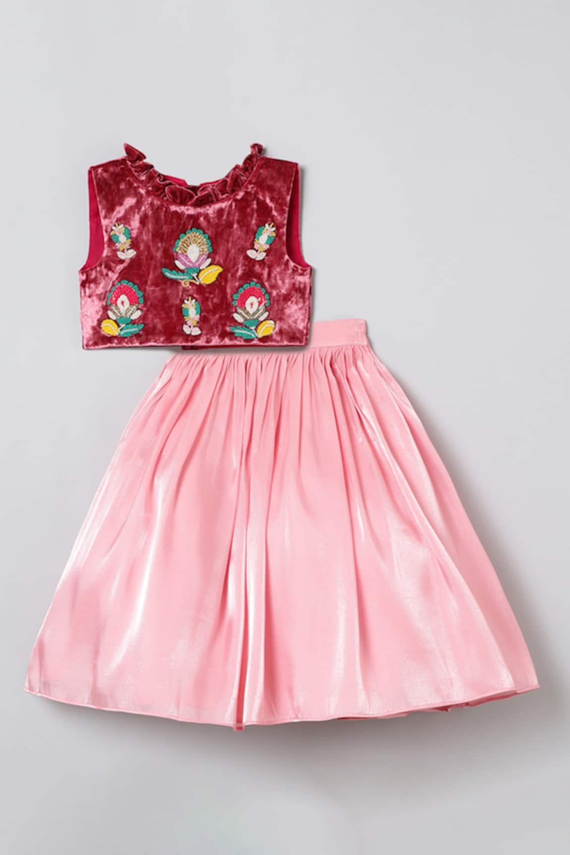 Byb Premium Floral Embroidered Top & Skirt Set