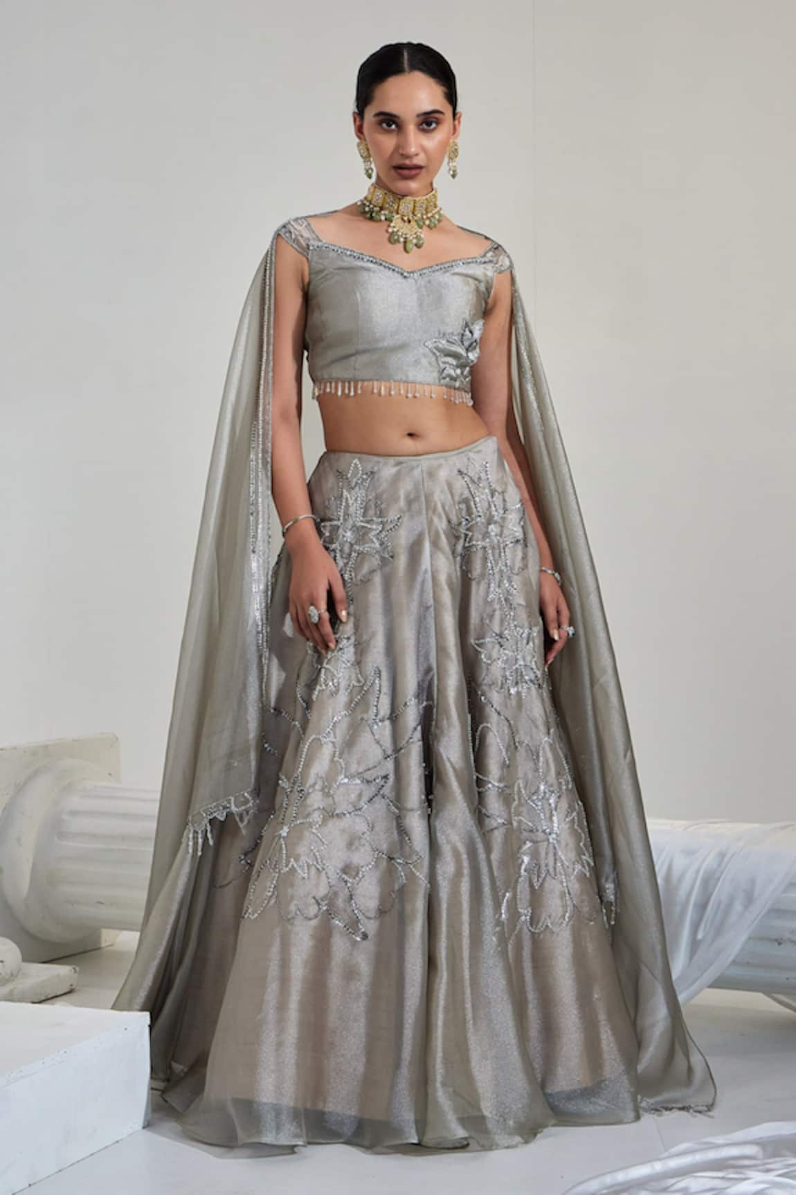 SWATI WADHWANI COUTURE Metallic Embroidered Lehenga Set