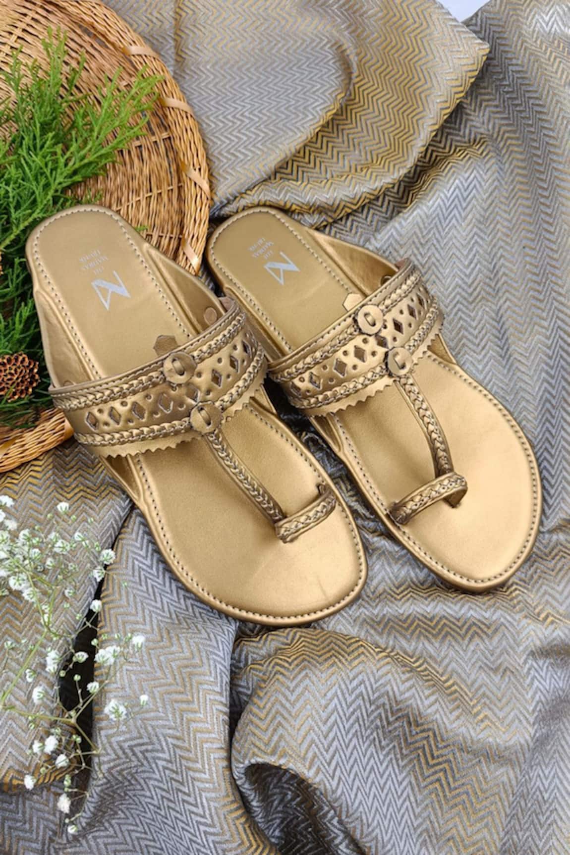 The Madras Trunk Metallic T-Strap Kolhapuris 