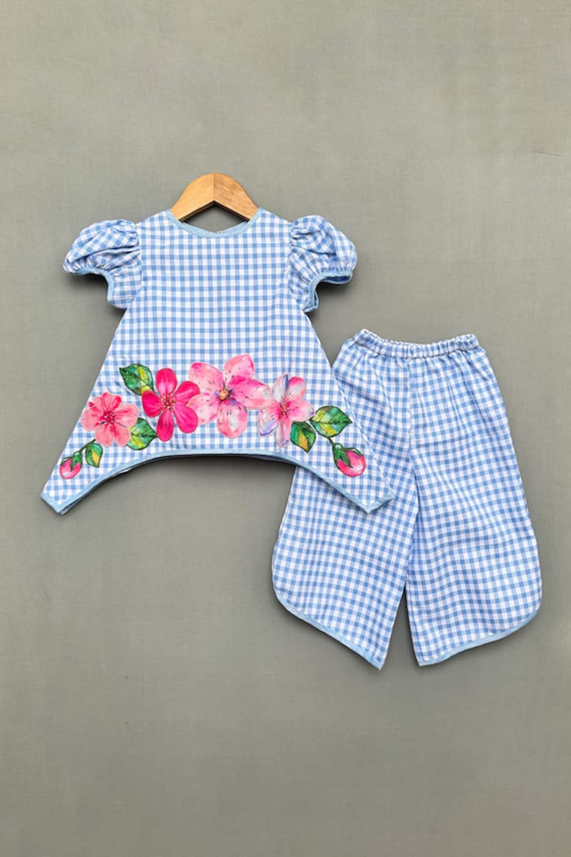 Label Neeti Floral Patch Work Checkered Top With Palazzo Pant 