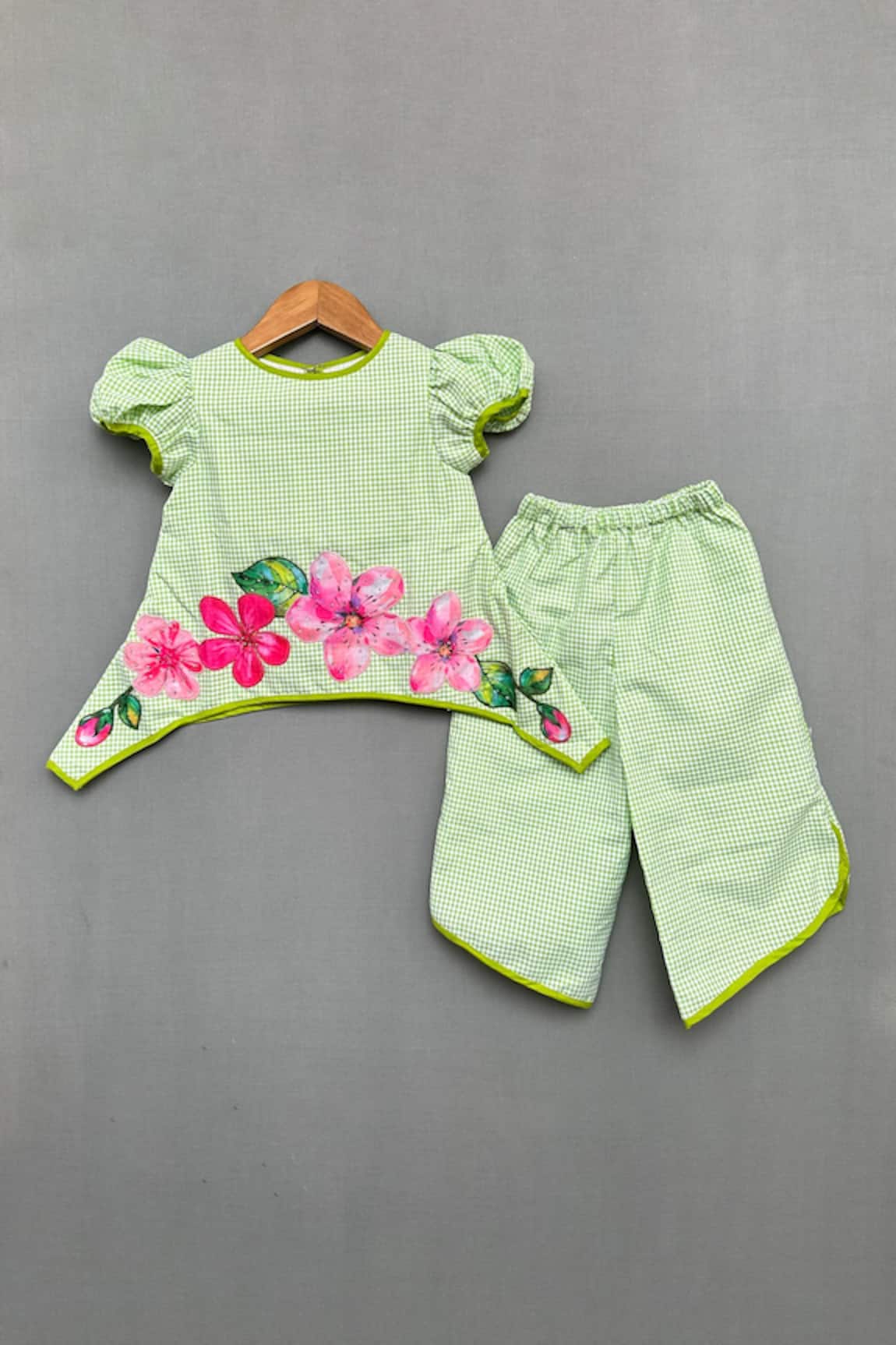 Label Neeti Blossom Patch Work Checkered Top With Palazzo Pant 