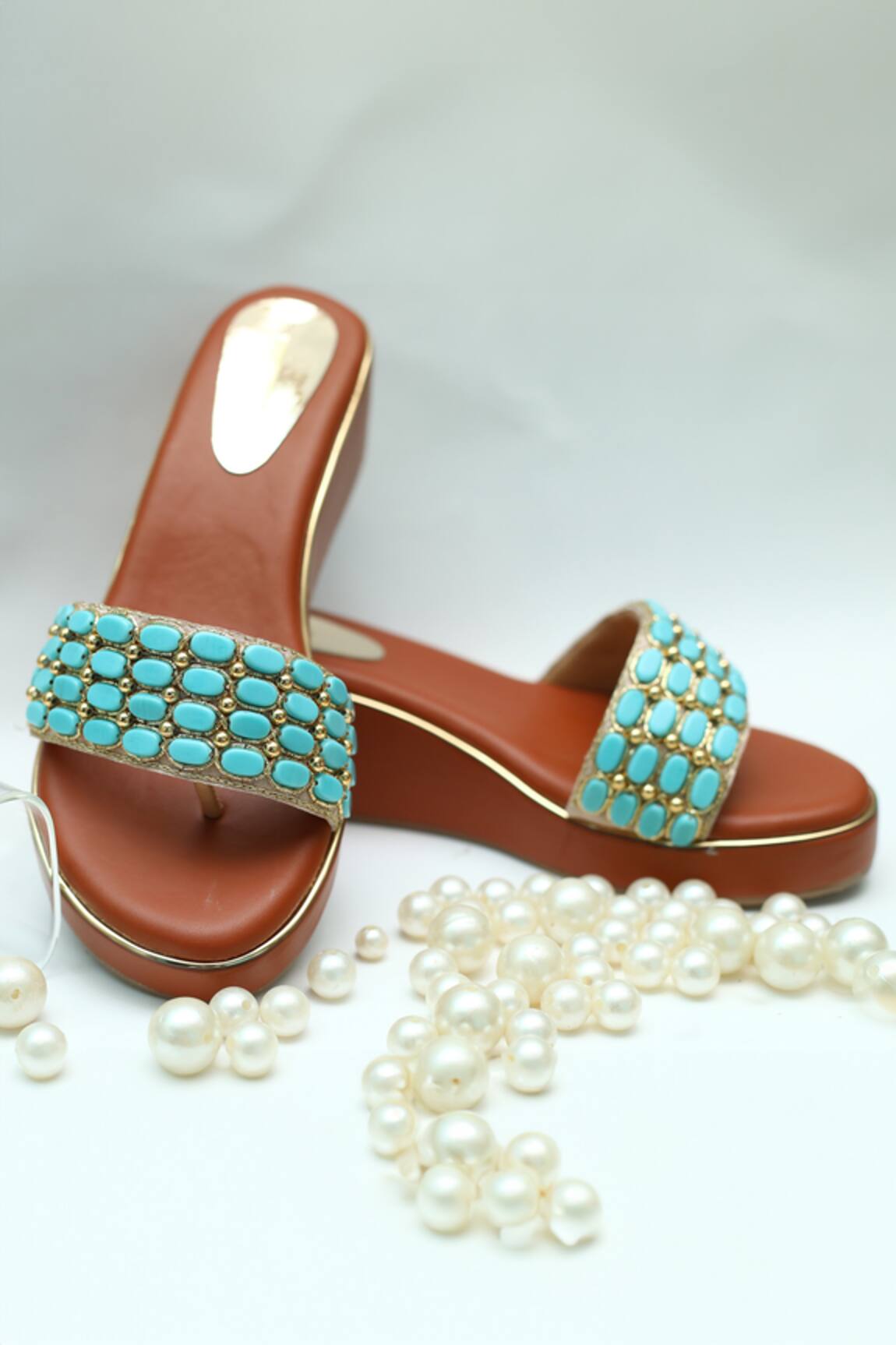 Foot Fuel Stone Embellished Strap Wedges 