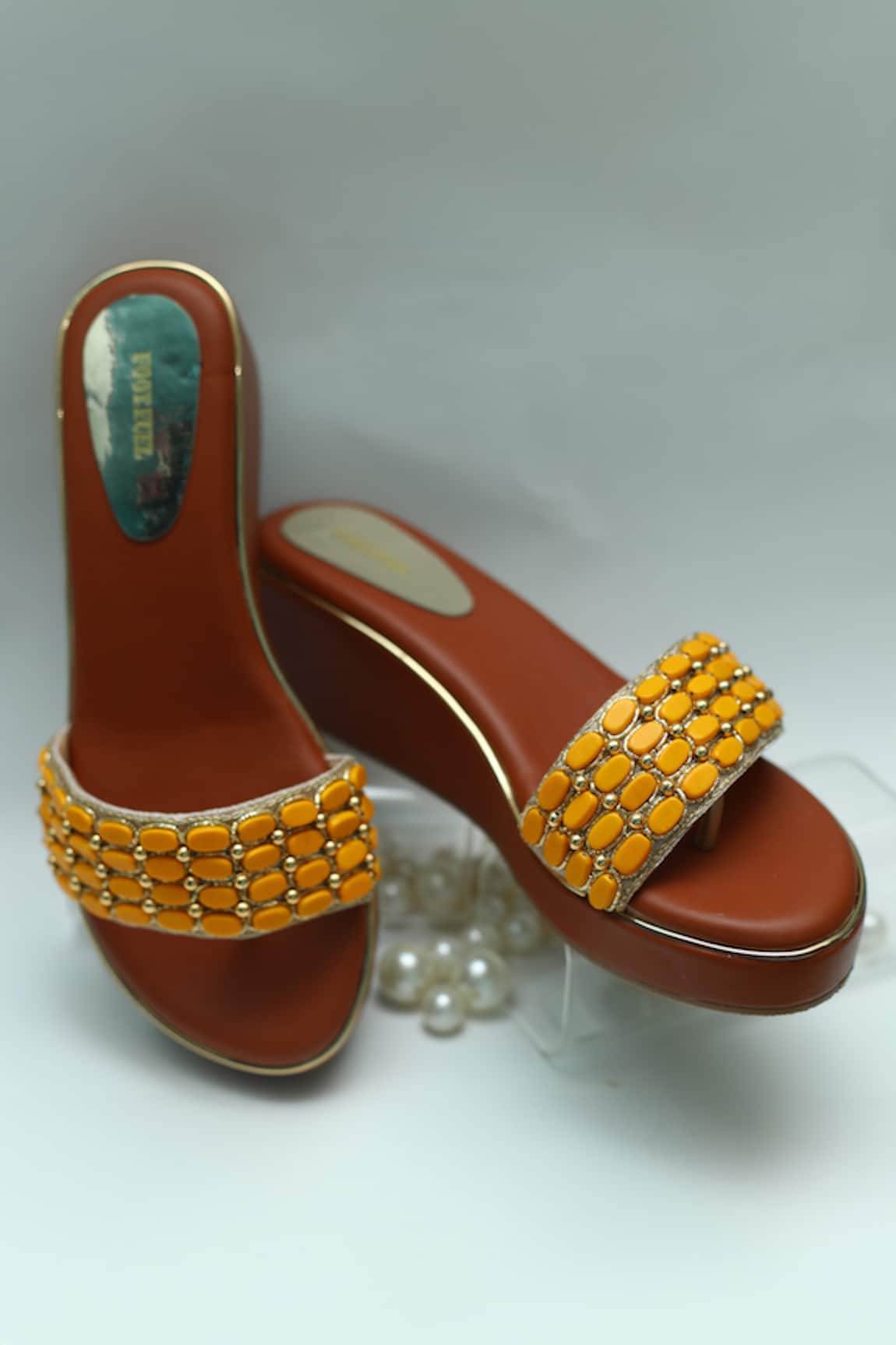 Foot Fuel Stone Studded Strap Wedges 